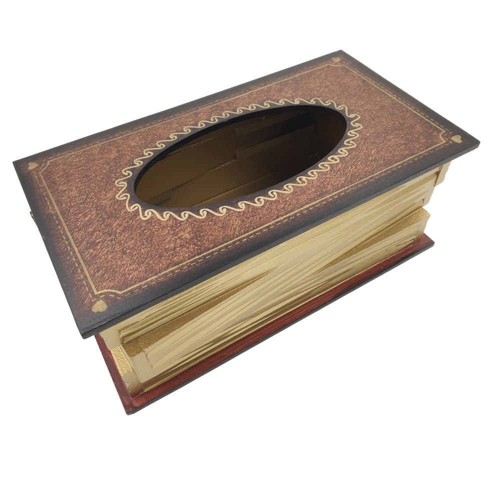 Enternityfing Vintage Country Style Classical Wooden book Tissue Box Holder Covers