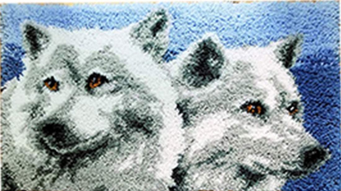 LUBOT 20" X 15" Wolf Latch Hook Kits Rug Making Kits DIY Crafts for Adults/Kids with Printed Canvas Pattern Crochet Kit
