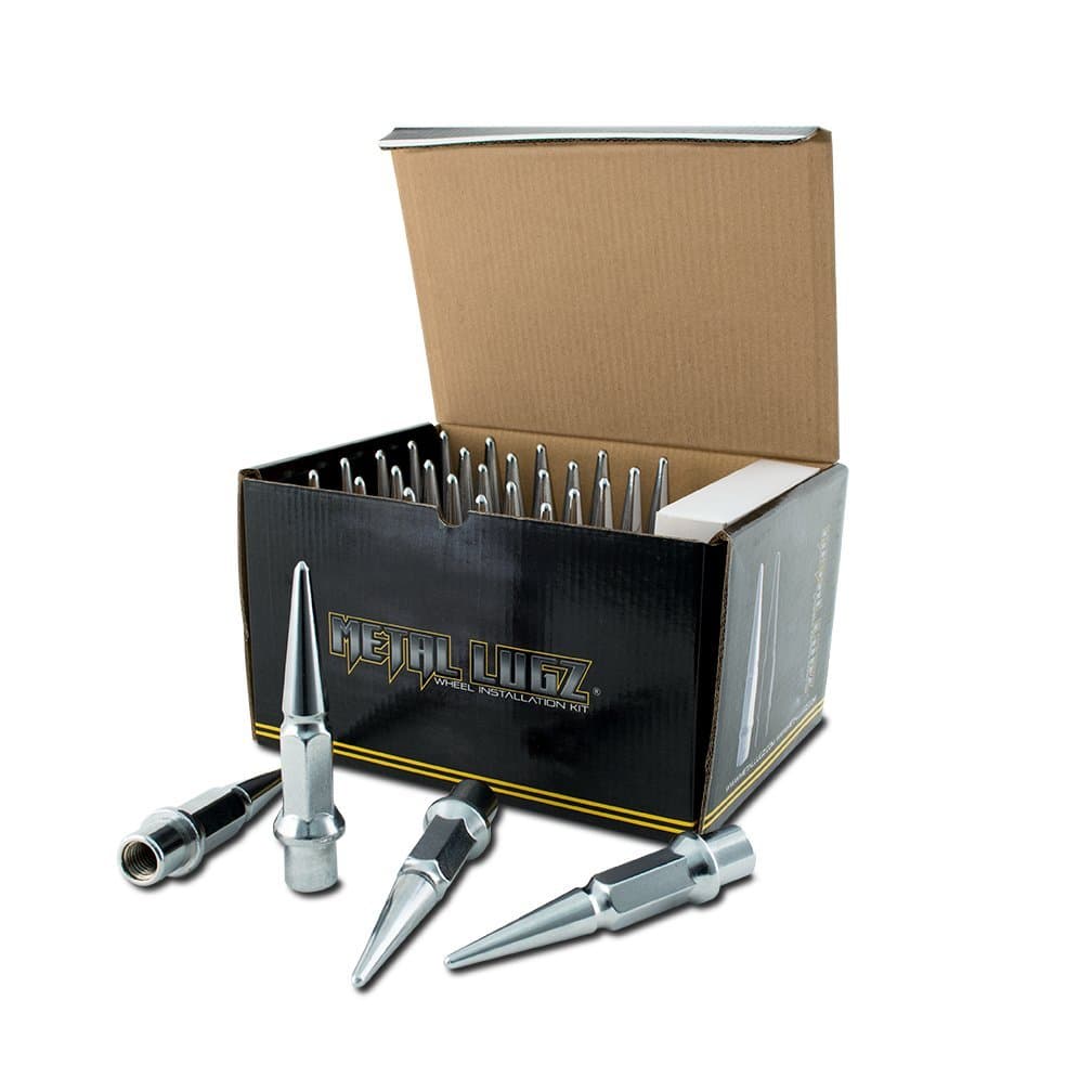 Spiked Lugz - Dually Chrome 14x1.5 Thread 4.9" Overall Length kit Contains 32 Lugs & 1 Key -7004K8
