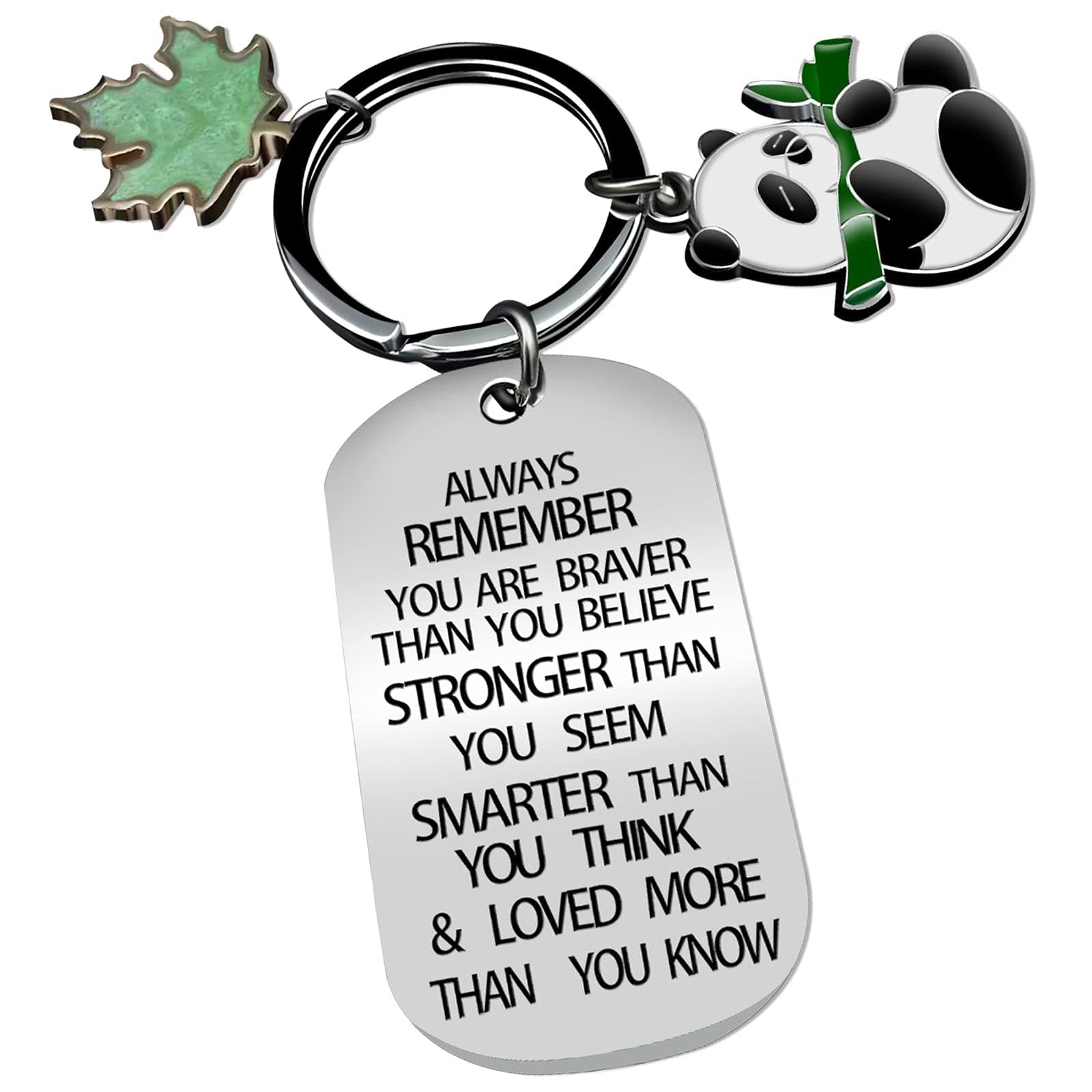 KUSERON Cute Panda Keychain-You are Braver Stronger Smarter Than You Think Inspirational Panda Keychain Christmas Gifts for Women Men Girls Kids Graduate (C)