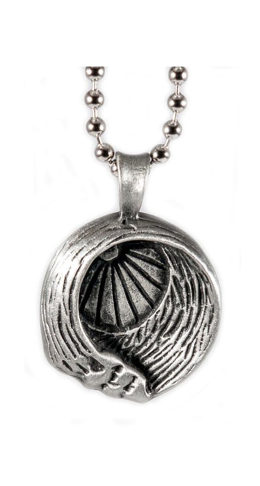 Unique Ocean Wave Barrel with Sun Rays Lead-Free Pewter Paradise Sun Pendant