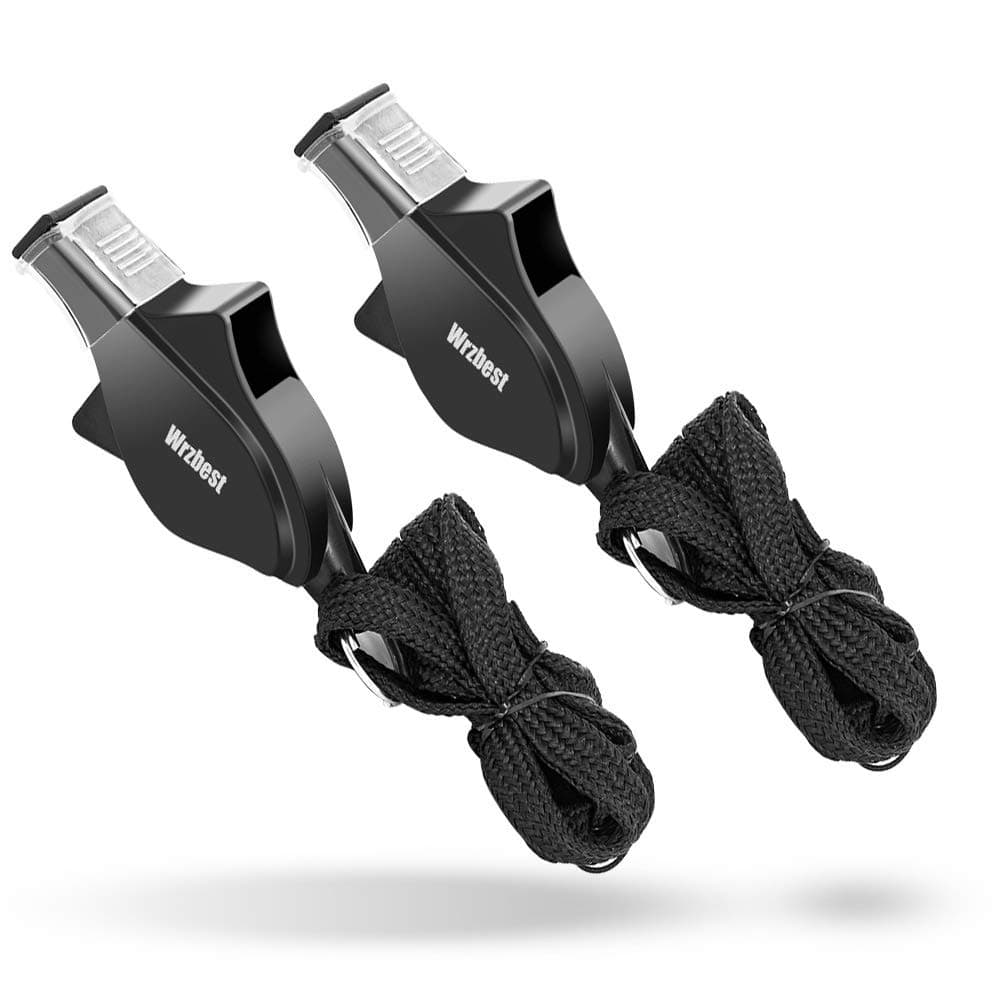 Sports Referee Coach Whistle,2 Pack Dolphin Shape Pealess Plastic Whistles with Rubber Teeth Protector and Lanyard
