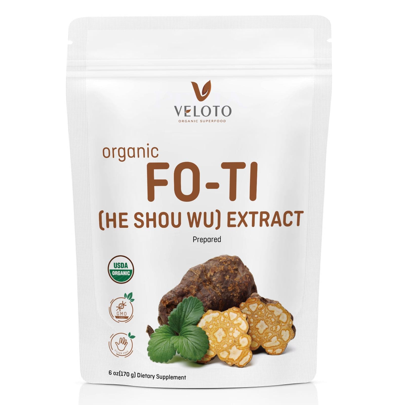Organic He Shou Wu Powder, Fo Ti Extracts, Nutrient & Antioxidants Dense Tonic Herb, Supplement to Support Energy, Mood, Immune Support, All Natural Ingredients, Non-GMO, 170g/6 oz