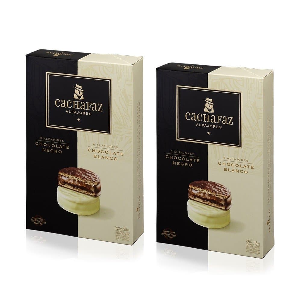 Alfajores Mixtos 12 (6 Covered in Dark Chocolate + 6 Covered w/ White Chocolate) - 2 Pack