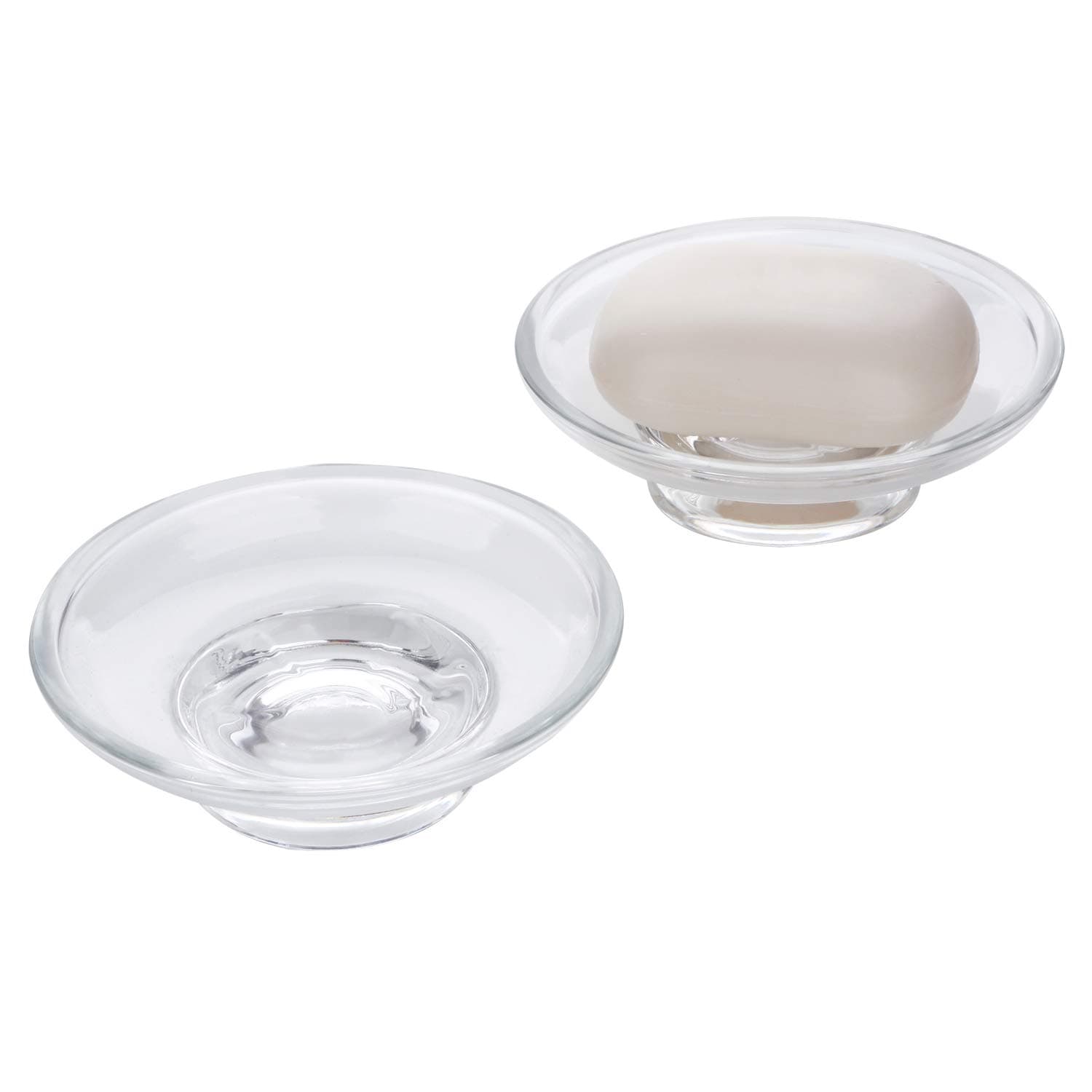 Glass Soap Dish Replacement Round Clear Pack of 2