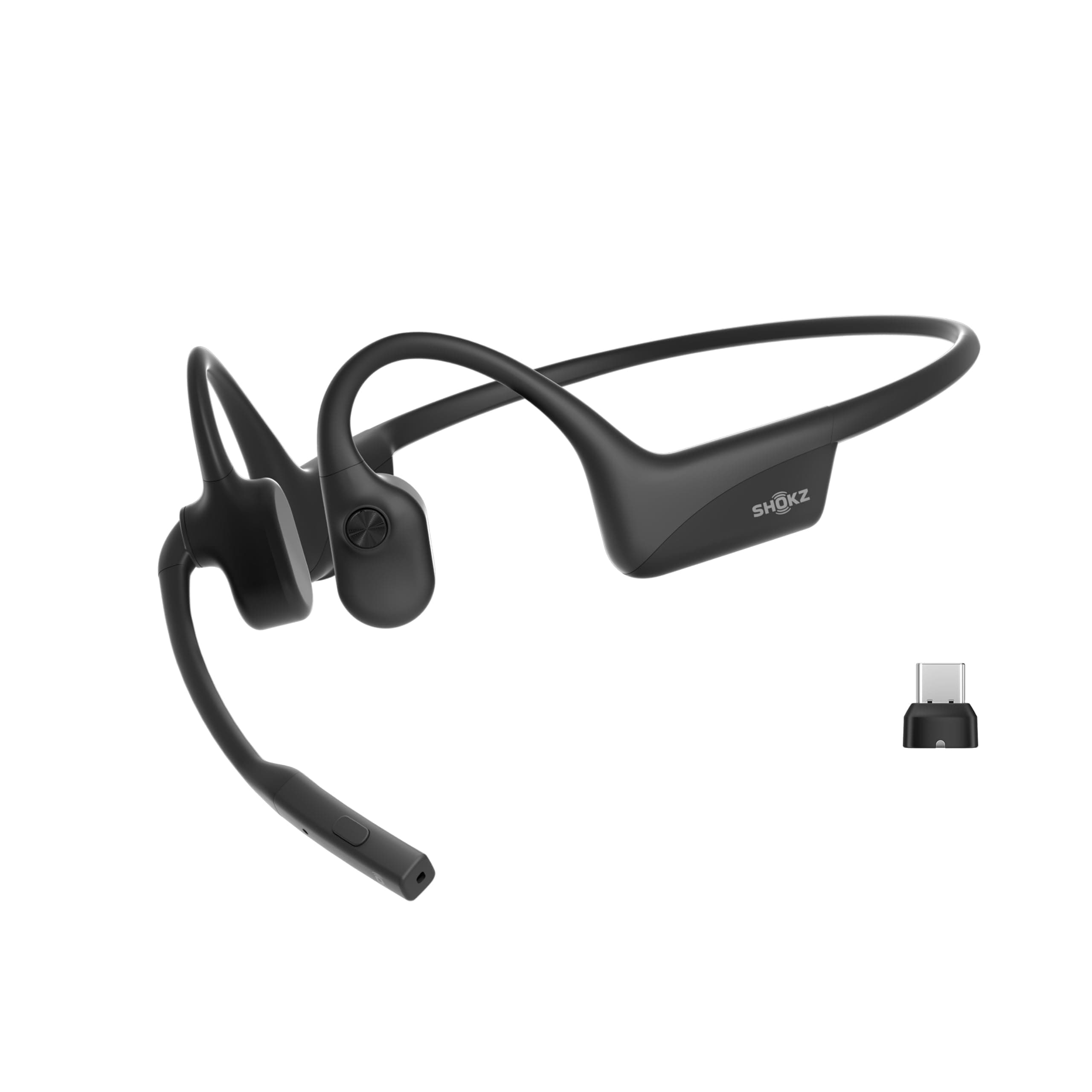 SHOKZ OpenComm2 UC 2025 Upgrade Bone Conduction Headset with USB-C adapter, Open-Ear Bluetooth Headphone with Noise Cancelling Mic, Wireless Earphone for Work, Call, Meeting, Driving, 16H Talktime