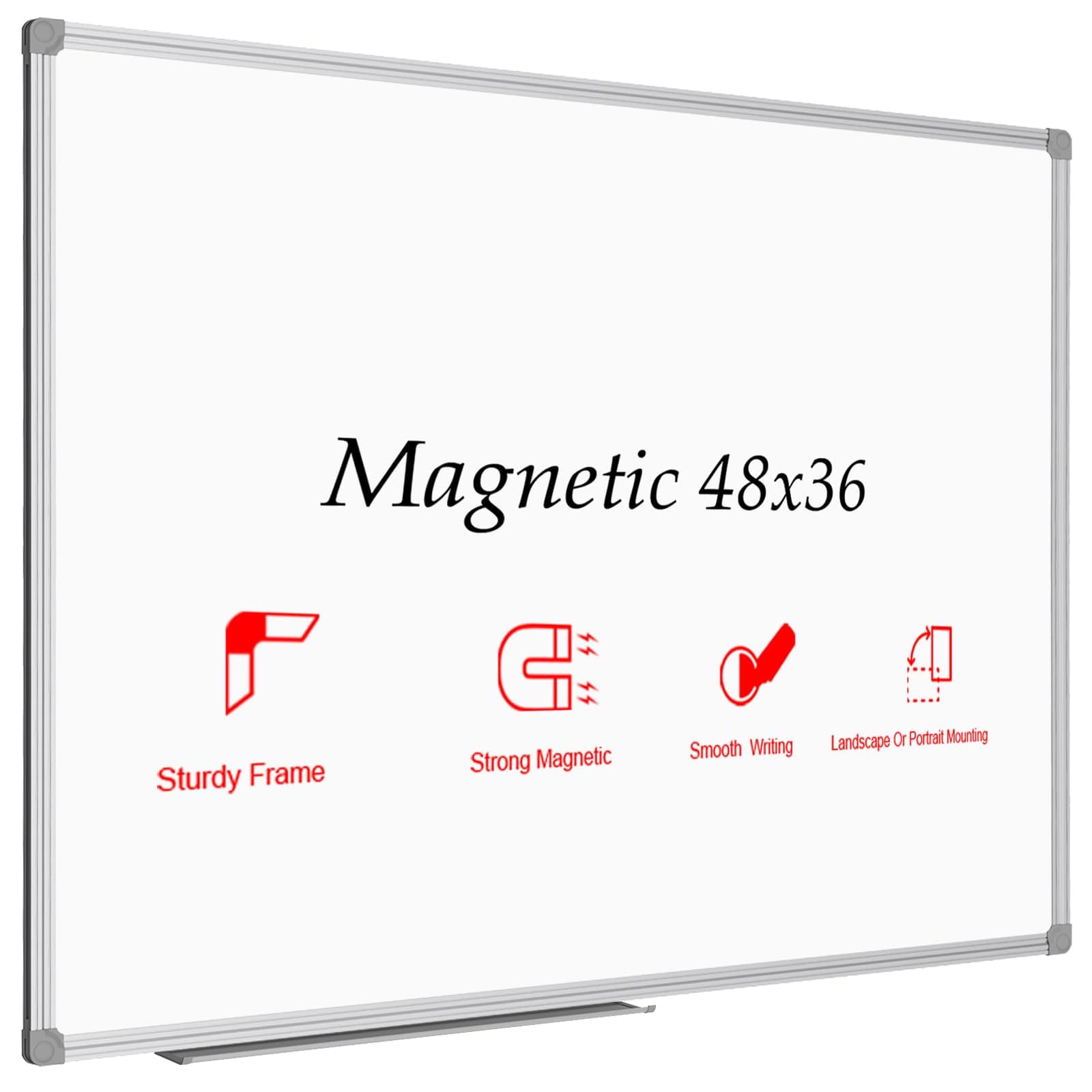 JILoffice Magnetic Dry Erase Board/Whiteboard, White Board 48 x 36 Inch, Silver Aluminum Frame Wall Mounted Board for Office Home and School