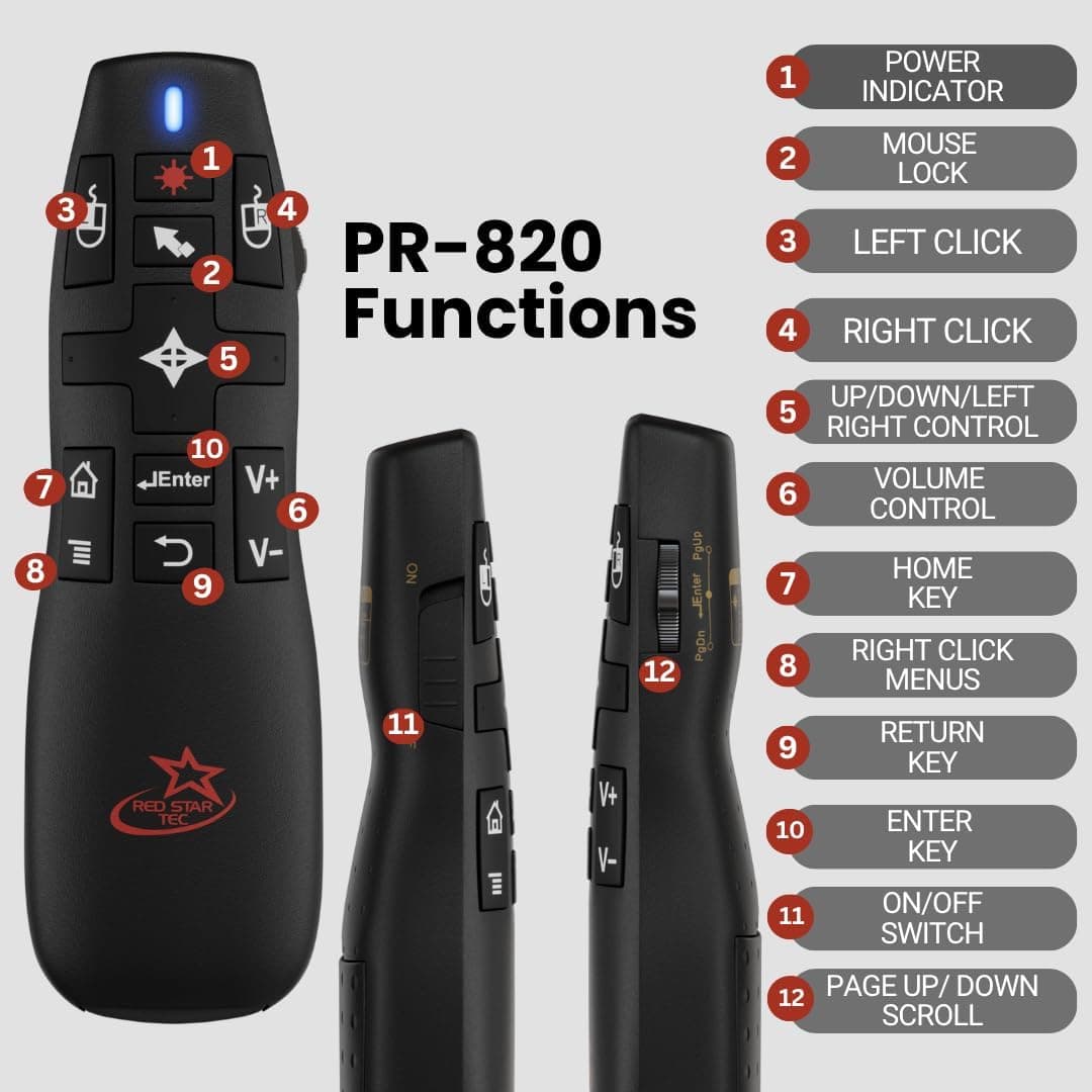 Red Star Tec Powerpoint & Mouse Remote Clicker With Laser Pointer