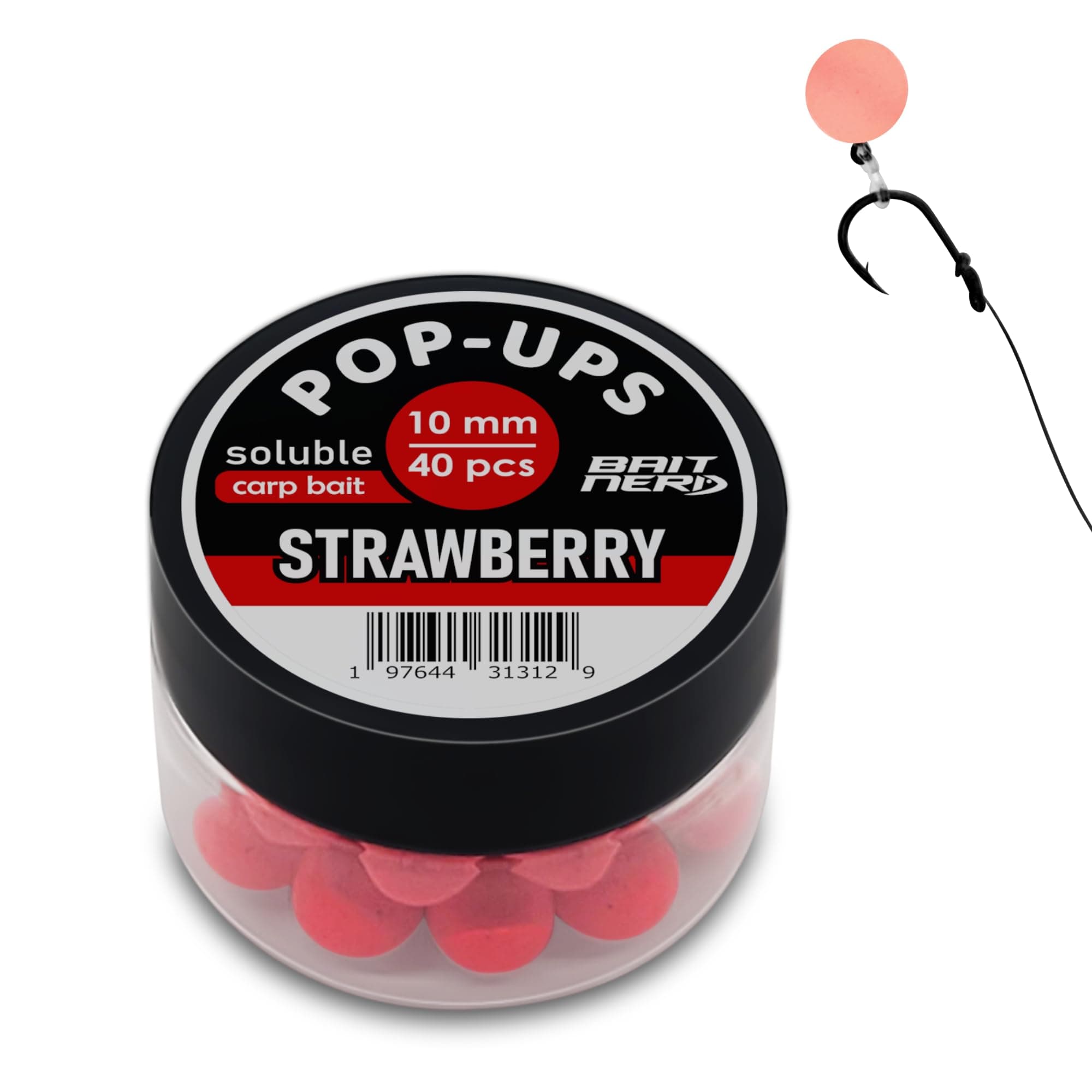 Bait Nerd 40pcs, 10mm, Natural Premium Floating Pop-Up Boilies | Carp Fishing Bait | for Hair Rig, Chod Rig, Flat Feeder | Carp, Buffalo, Catfish