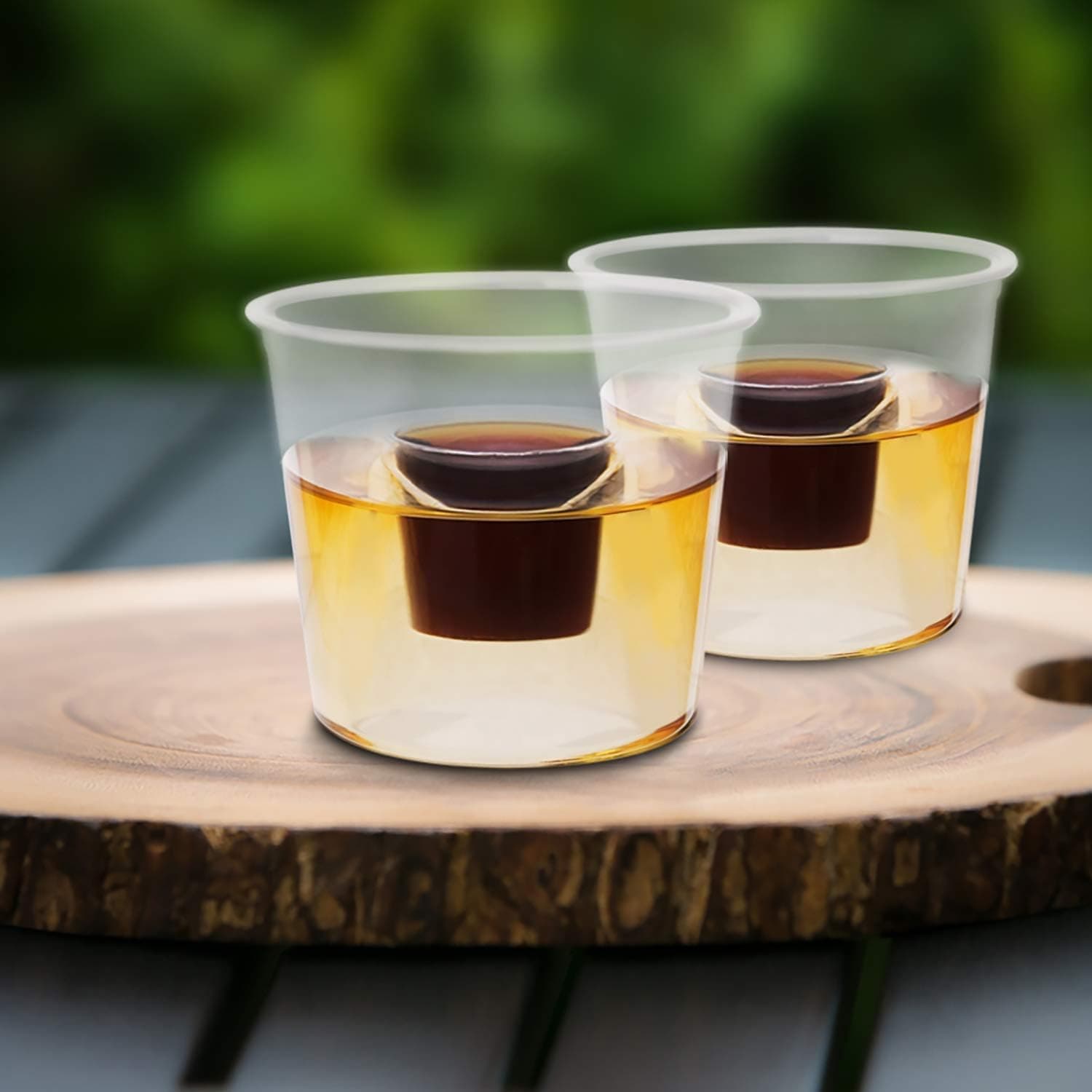 Bomb Shot Glasses, Pack of 50, Clear Plastic Cups, 25ml Shot with 100ml Chaser