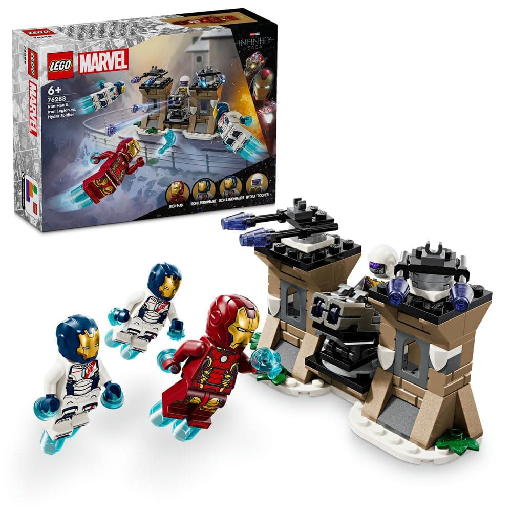 Marvel Iron Man & Iron Legion vs. Hydra Soldier Building Toy for 6 Plus Year Old Boys & Girls, Avengers Adventure Set for Creative Kids and Super Hero Fans, Birthday Gift Idea 76288