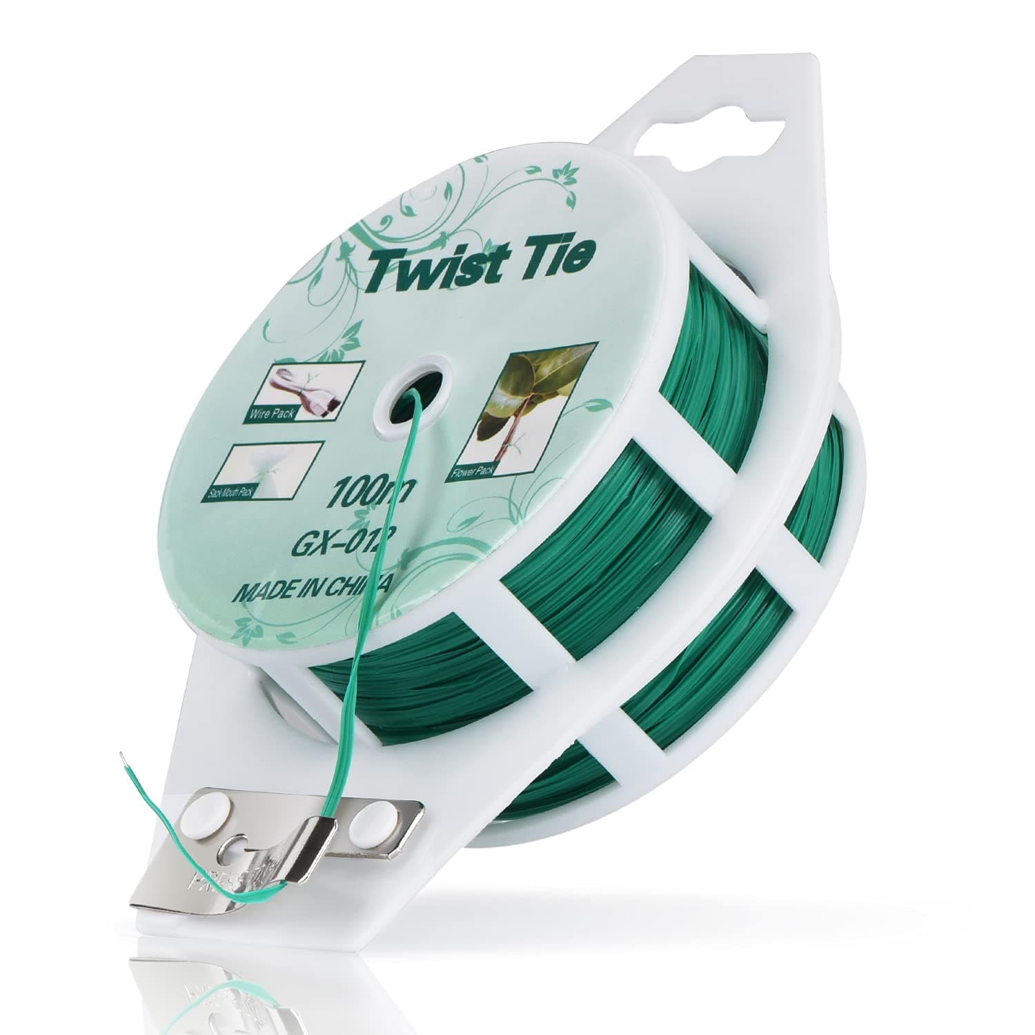 328ft (100m) Twist Ties, Green Garden Plant Ties with Cutter for Gardening and Office Organization, Home