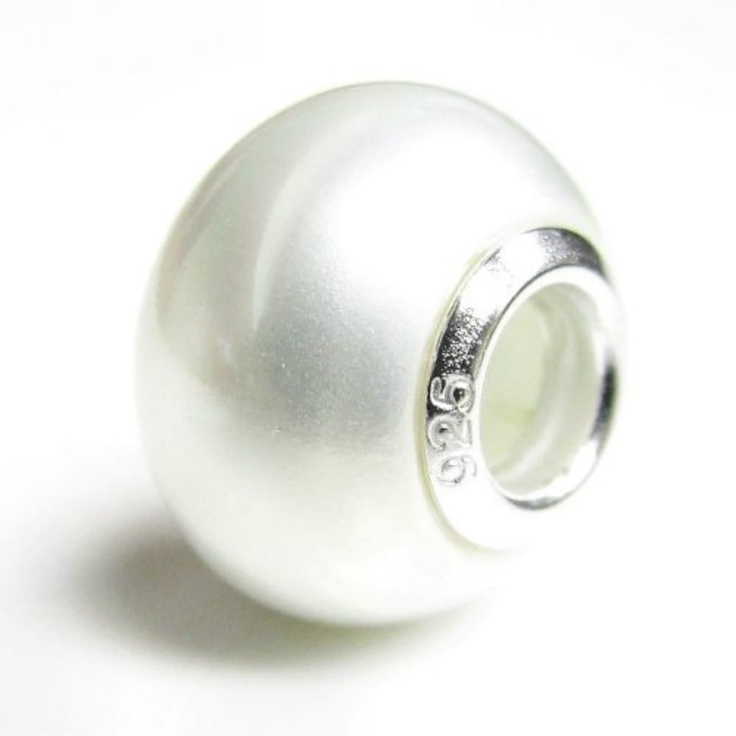 White Pearl Seashell Bead Charm for European Story Charm Bead Fits European Brand Charms Wonderful