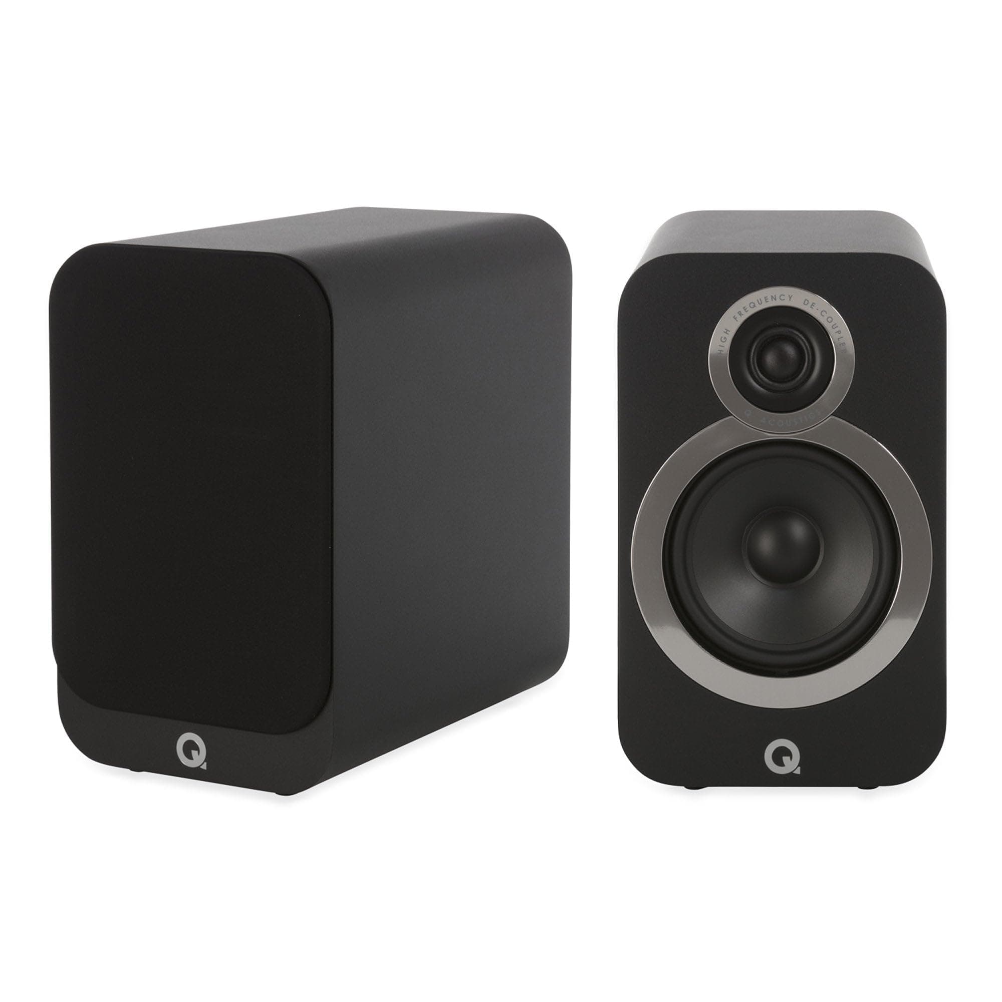 Q ACOUSTICS 3020i Bookshelf Speakers Pair Carbon Black - Featuring 2-way Reflex Enclosure Type, 125mm (5") Bass Driver, and 22mm (0.9") Tweeter - Stereo Speakers Hifi/Passive Speakers