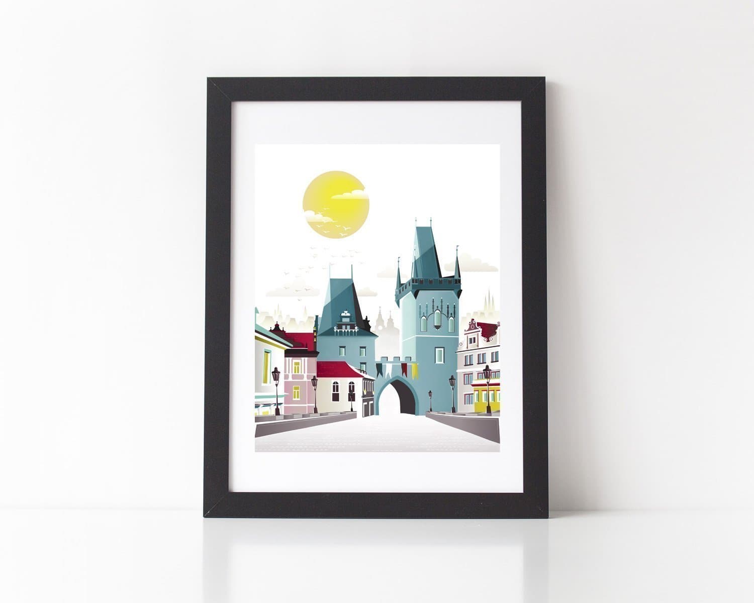 Prague Print, St Charles Bridge, Wall Art Poster. Offered in Small, Medium and Large Sizes