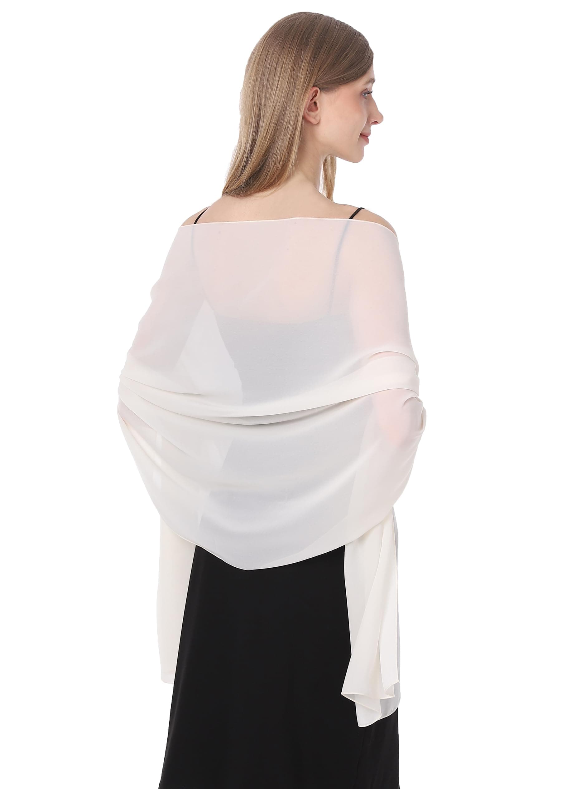 Baoqiya Women's Shawls and Wraps for Evening Dress Chiffon Shawl Soft Elegant Silky Pashmina Wedding Bridal Scarf