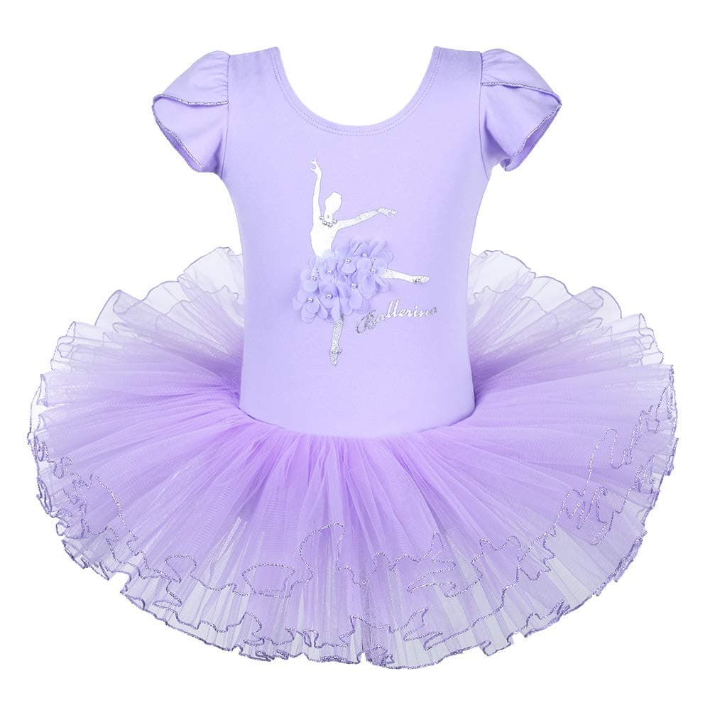 HUAANIUE Girls 3-8Y Ballerina Ballet Dress Flower with Pearl Gymnastics Leotard Dancing TuTu Skirt Dancewear Costumes