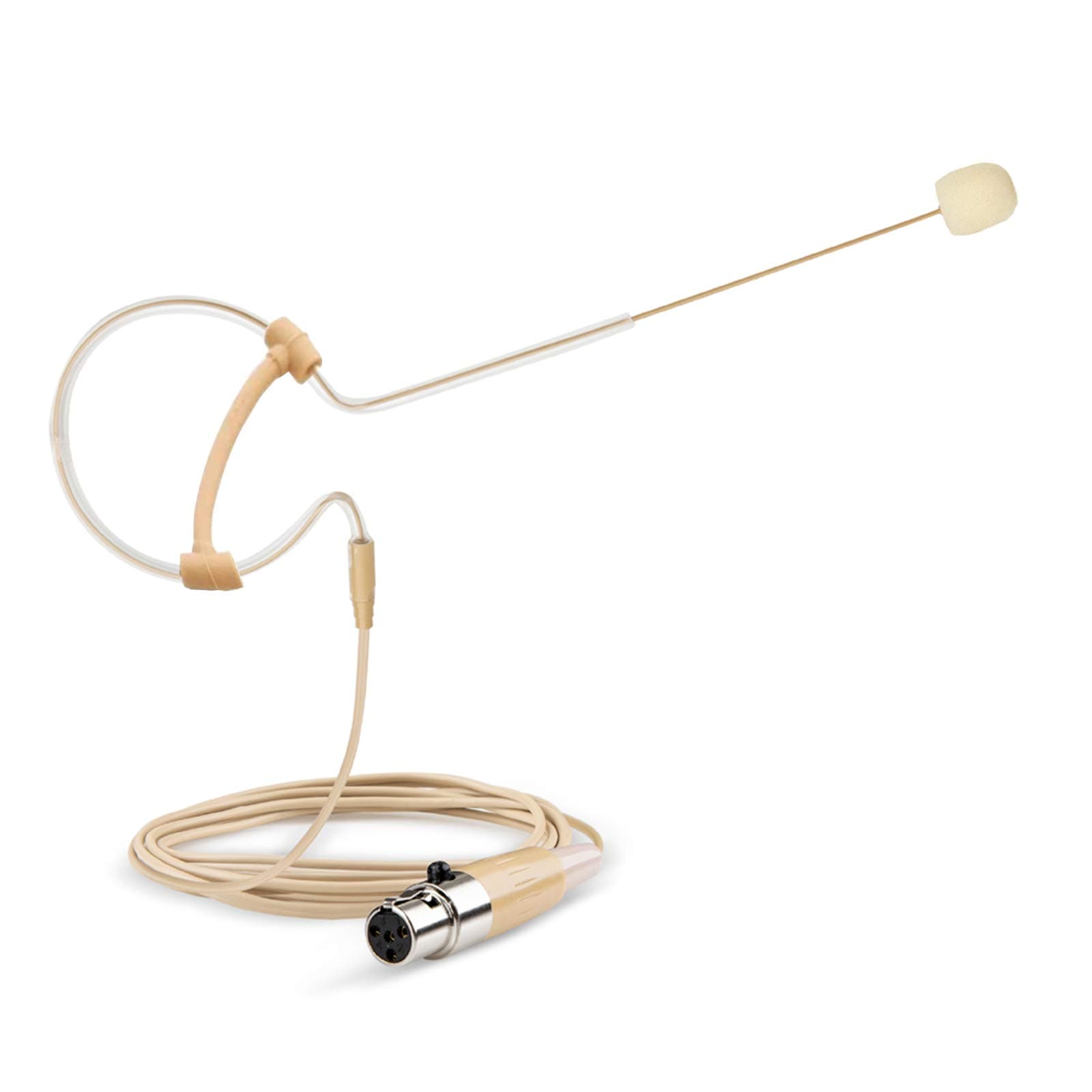 Headset Microphone Headworn Single Earset Over Ear Hanging Condenser Mic Compatible with Shure Wireless System Bodypack Transmitter, Ideal for Singing, Churches, Stage Performance – Beige
