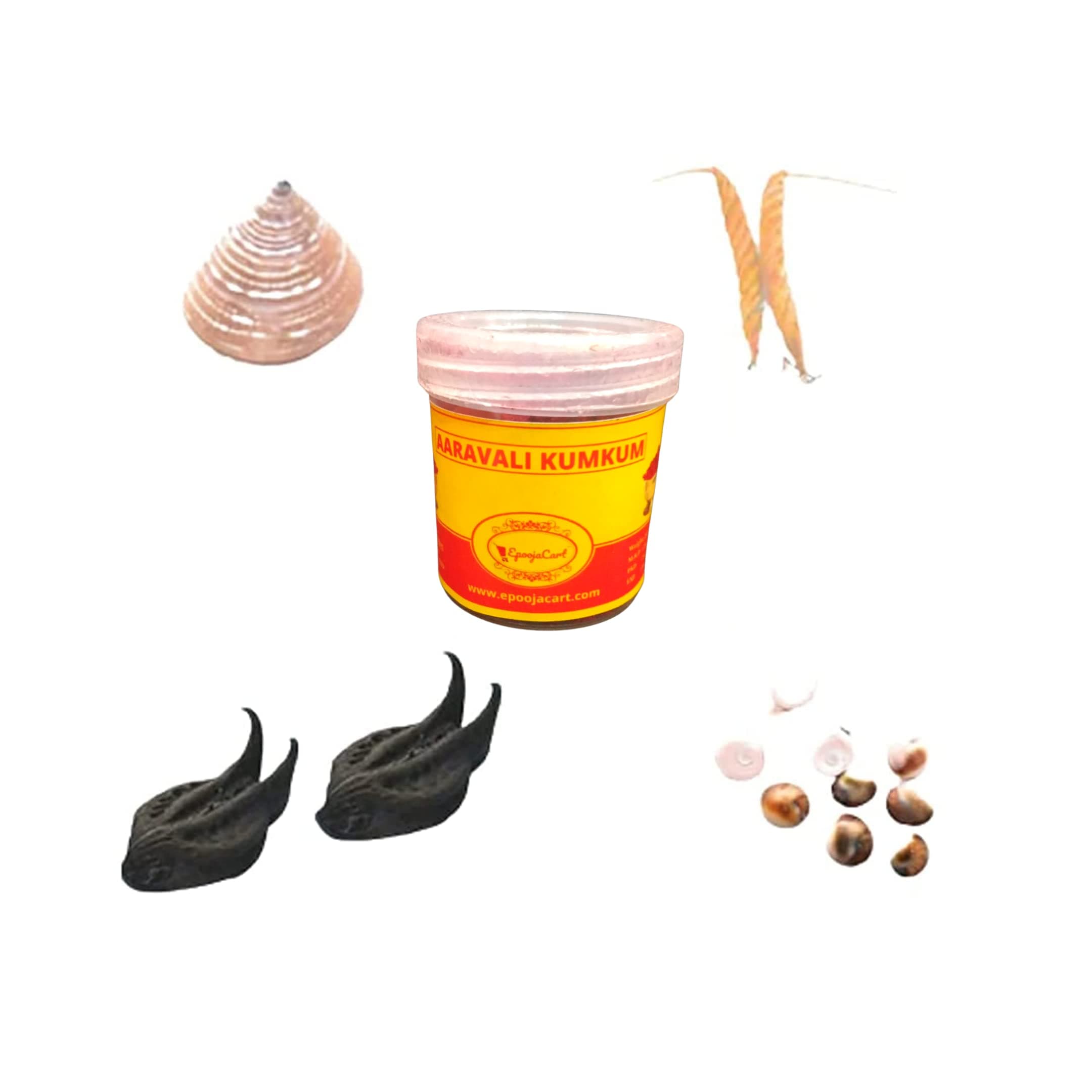 Evil Devil Pod Set - 1 Balamudi- 1 Yedamudi- 1 Mutyapu Shanku - 2 Bat Head Roots - 11 Gomathi Chakras Set