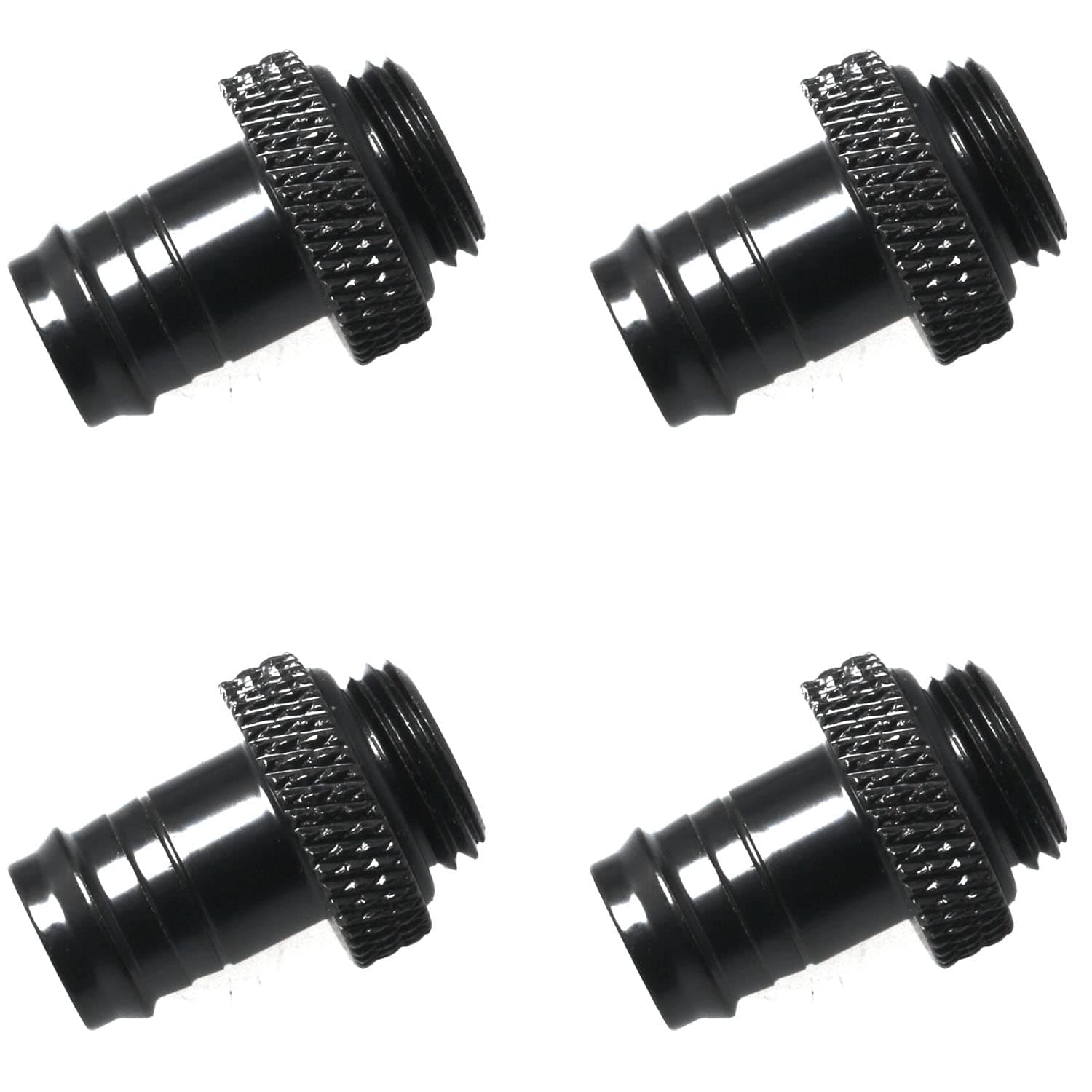 4pcs Black Copper Fittings G1/4 Thread Soft Tube Barb Connector PC Water Cooling System Soft Tube Connectors