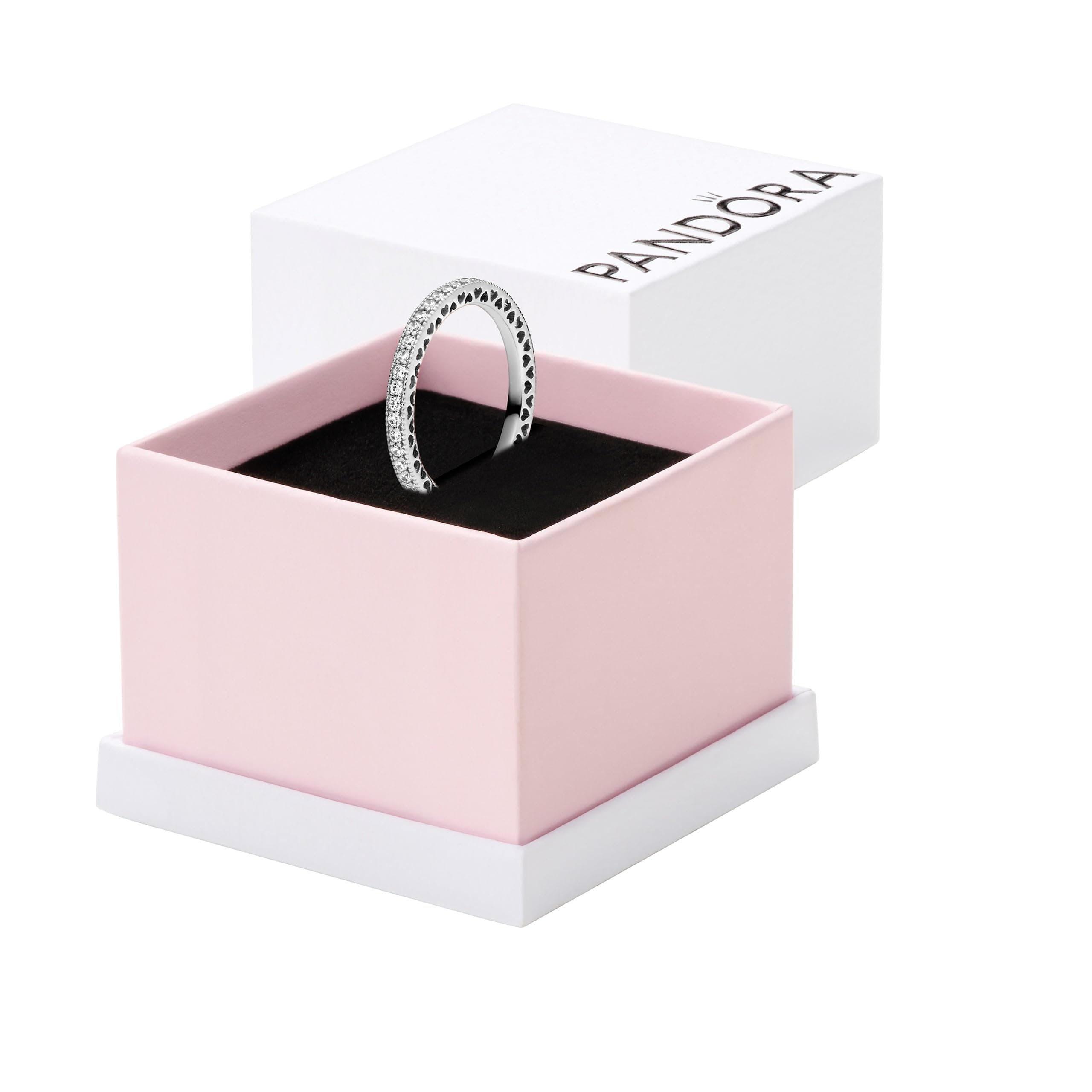 Halo Sparkle & Hearts Ring - Ring for Women with Cubic Zirconia - Layering or Stackable Ring - Gift for Her - With Gift Box