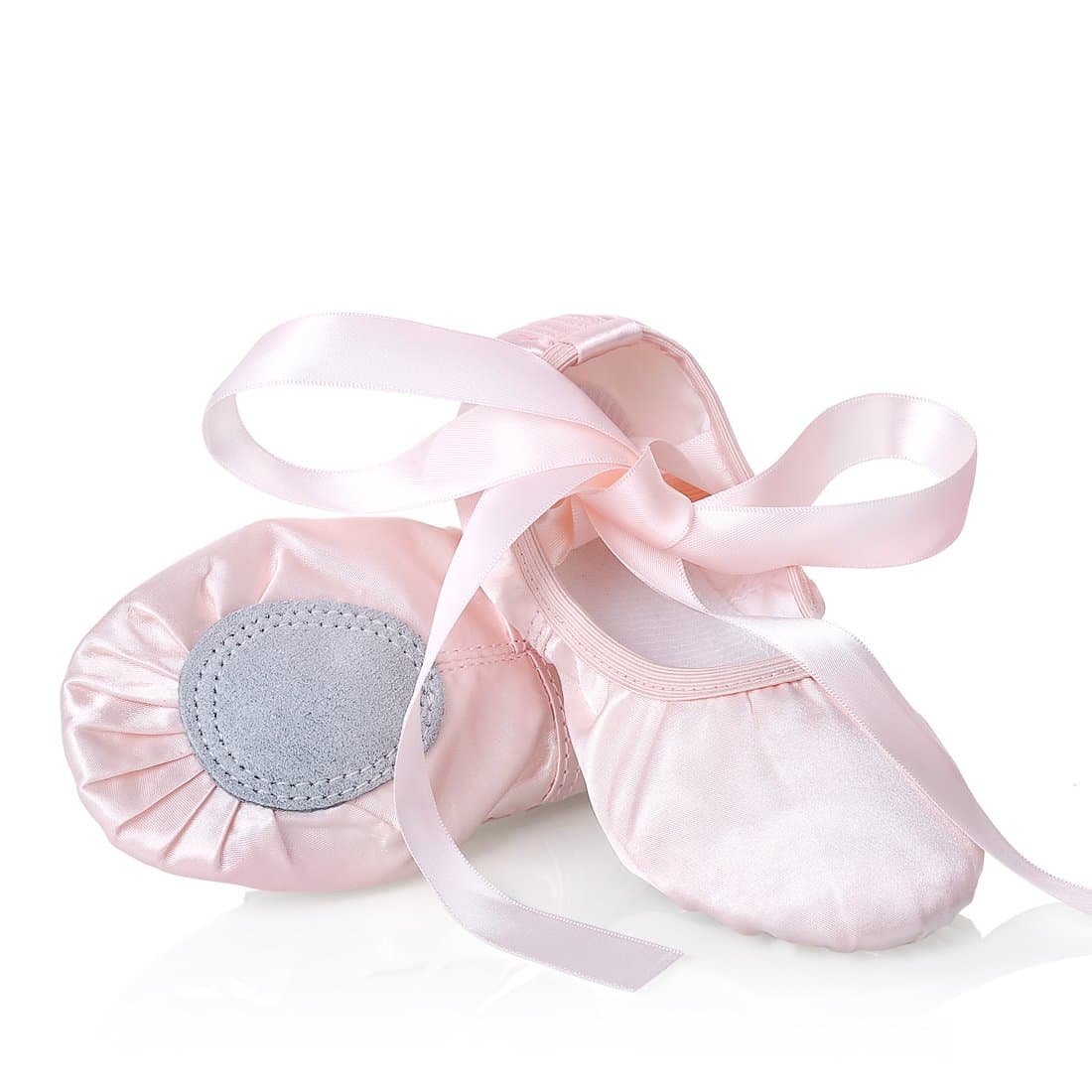 Girls Pink Ballet Dance Shoes Split Sole with Satin Ballet Slippers Flats Gymnastics Shoes