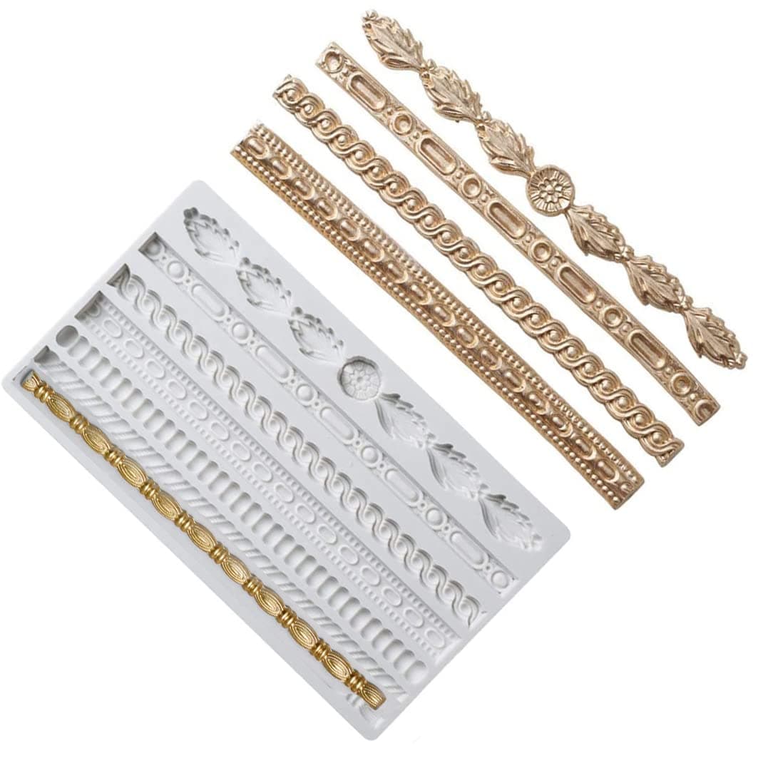 Rope Strip Cake Lace Silicone Fondant Chocolate Mold Pearl Shell Fried Dough Twist Mould For Cake Border Decoration Sugarcraft Gumpaste Icing Polymer Clay