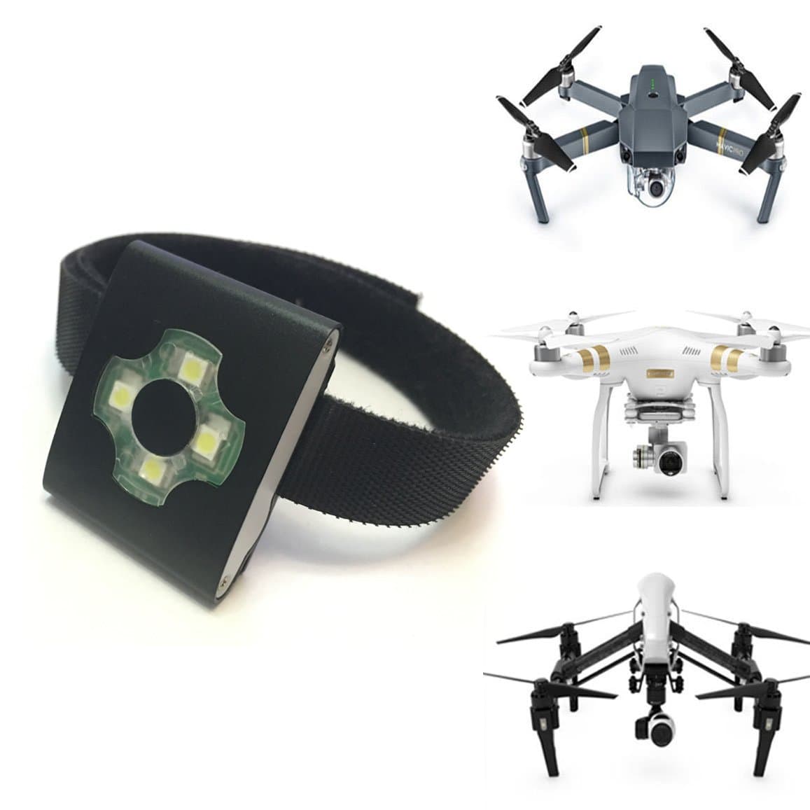 High Intensity Cree Four LED Strobe Light for Night Flights Drone Quadcopter UAS DJI Inspire 1 2 Phantom Mavic Typhoon H Yuneec Matrice and Outdoor Discovery Spotlight, System Approved FAA 107