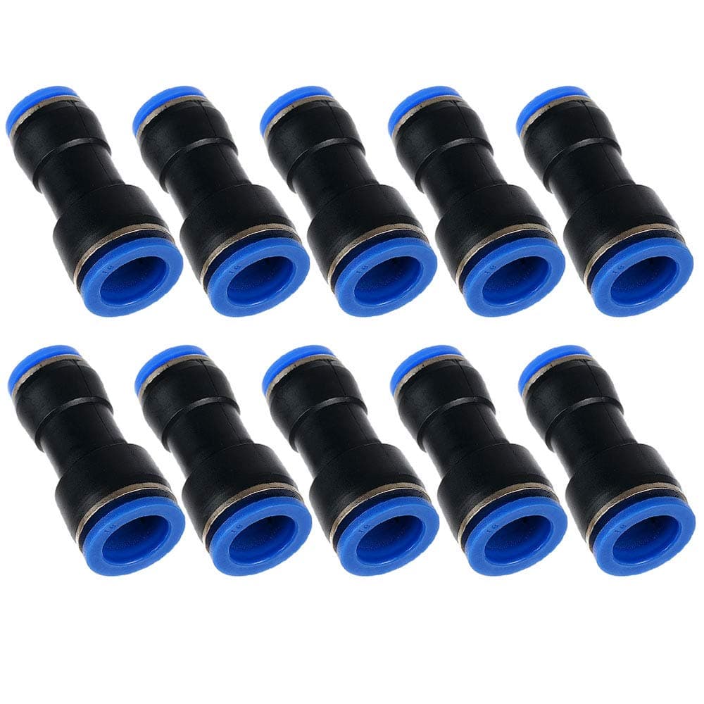 Metalwork Plastic Push to Connect Straight Union Pipe Tube Reducer Fitting, 6mm OD x 8mm OD, Reducing Coupler Straight Pneumatic Connector (Pack of 10)
