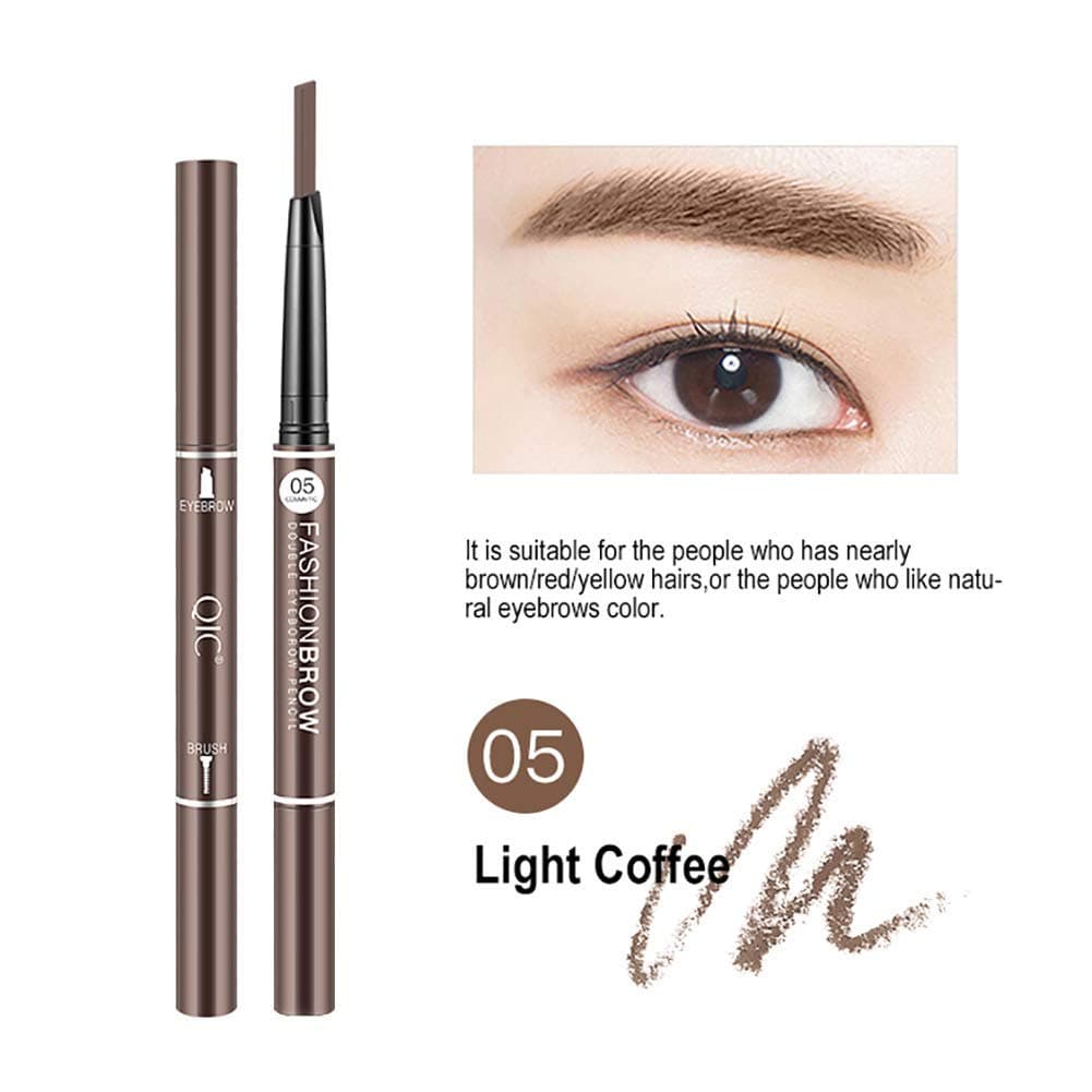 3D Eyebrow Pencil, Long Lasting Non-marking Eyebrow Pencil Brow with Brush for Girls 2 PACK(Light coffee)
