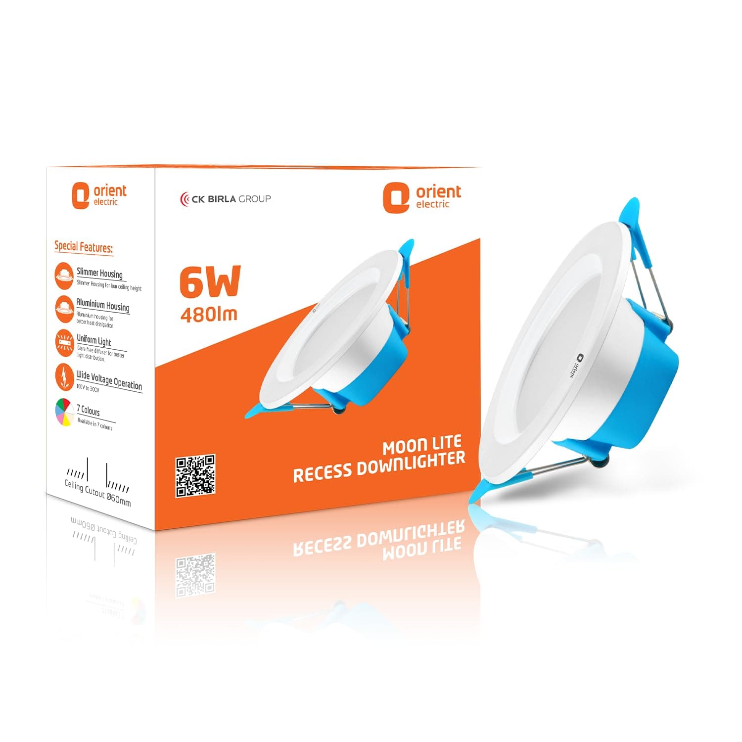 Orient Electric Moonlite 6W LED Down Light, Cool White Light, Round, Pack of 1, Recessed Ceiling LED Light, Suited for 3 inch Junction Box (Aluminium) (6W, Pack of 1)