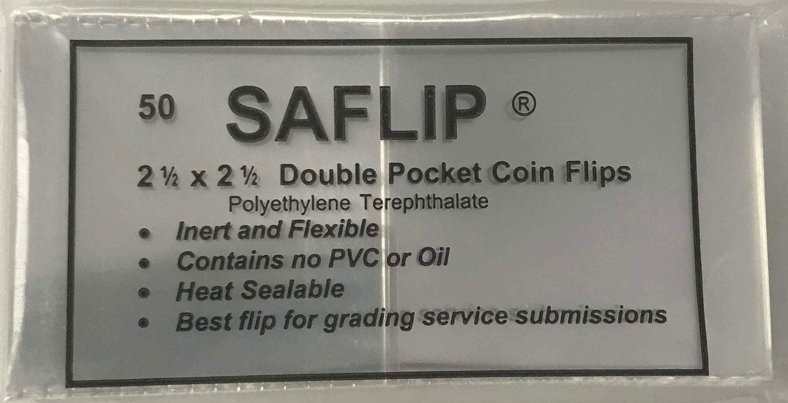 Double Pocket Safety Coin Flips (2½" x 2½", 50 Flips)