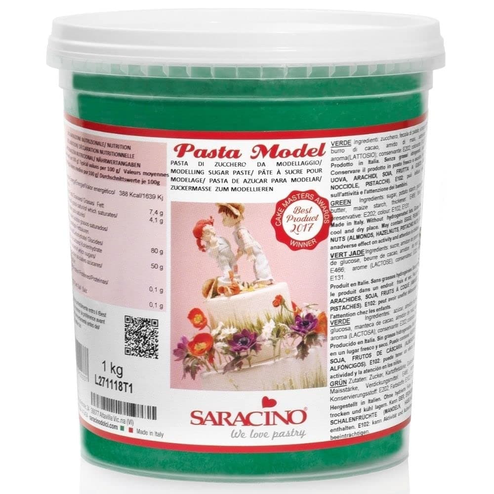 Saracino Sugar Paste Model Green Modelling Paste 1 kg Gluten Free Made in Italy