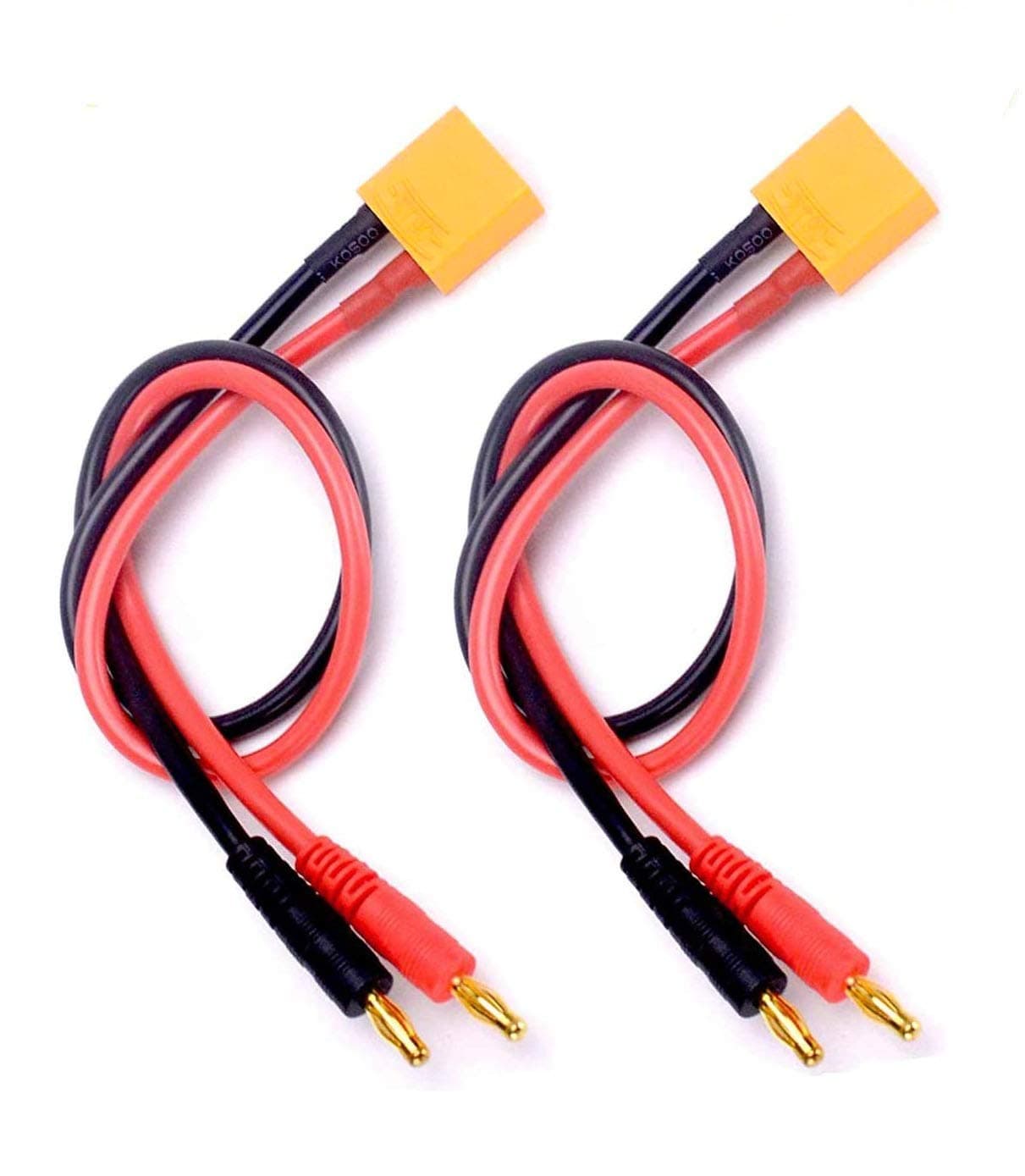 2 Pack XT90 Connector Charging Cable to 4mm Banana Plugs Adapter Charger Wire 30cm 11.8inch Lipo Battery Charge Lead for FPV Power Supply Helicopter Quadcopter