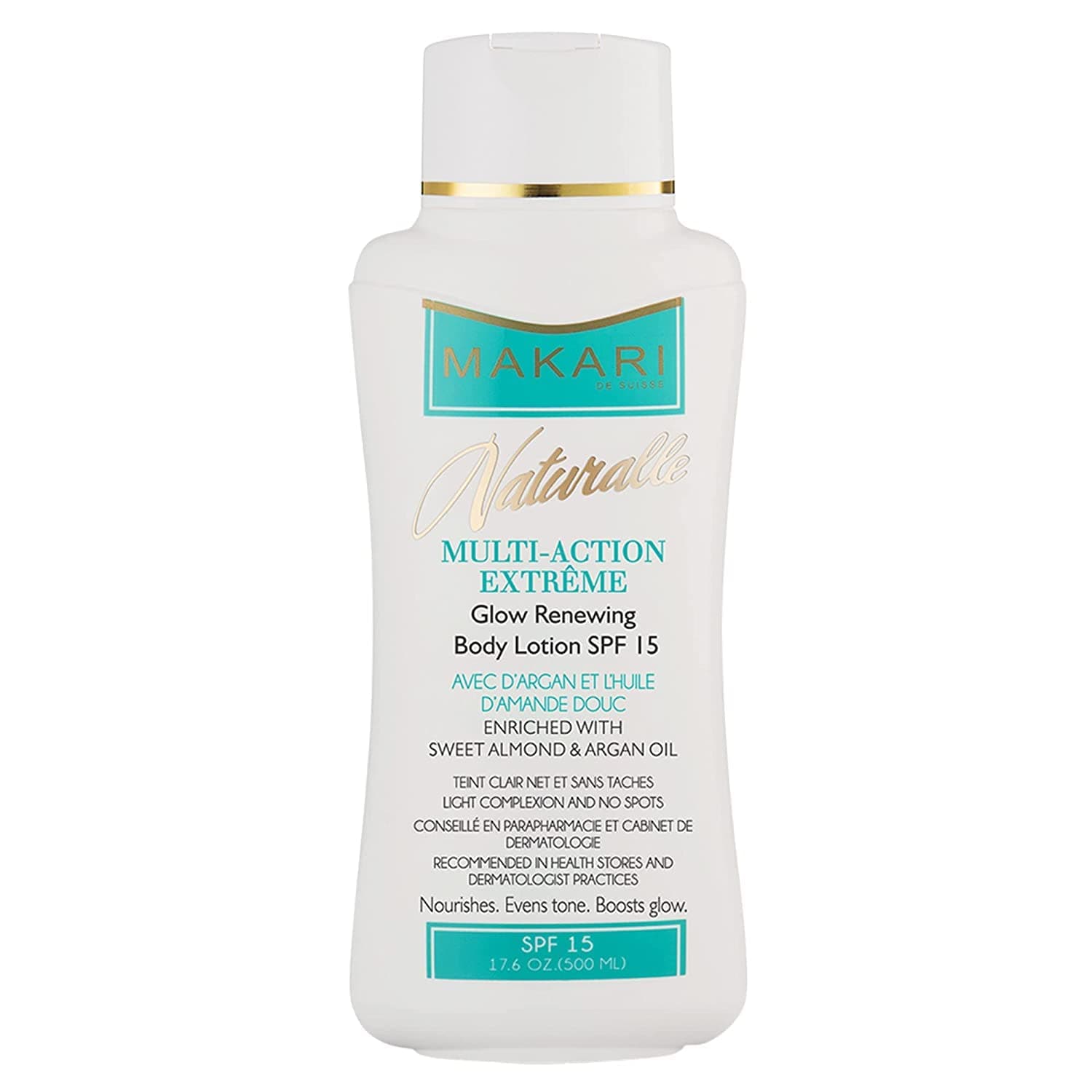 MAKARI Naturalle Multi-Action Extreme Body Lotion SPF15 (17.6 oz) | Moisturizes, Softens & Nourishes | Enhances Natural-Looking Radiance | Daily Sun-Protected Hydration for All Skin Types