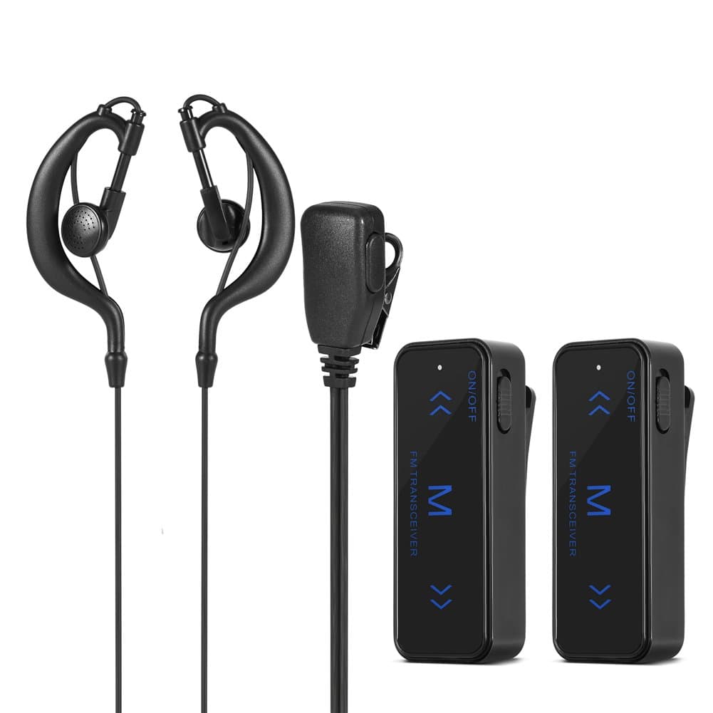 Two Way Radio Earpiece,2PCS 400-470MHz Mini Walkie Talkie 2-Way Radio Transceiver & Earpiece Headset with USB Powered,for Hotel,Shopping Mall,Supermarket,Hospital
