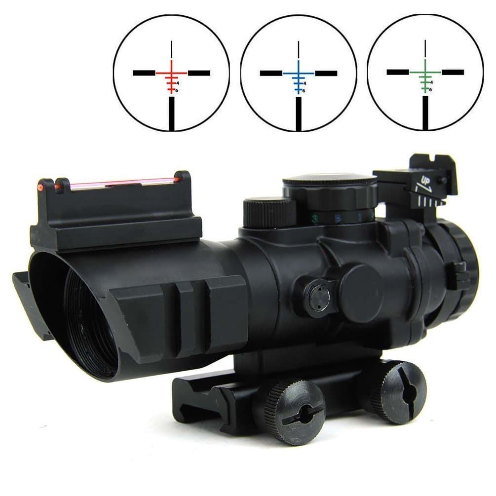 Our Gears 4x32 Prismatic Glass Crosshair Reticle Scope w/Fiber Optic Sight
