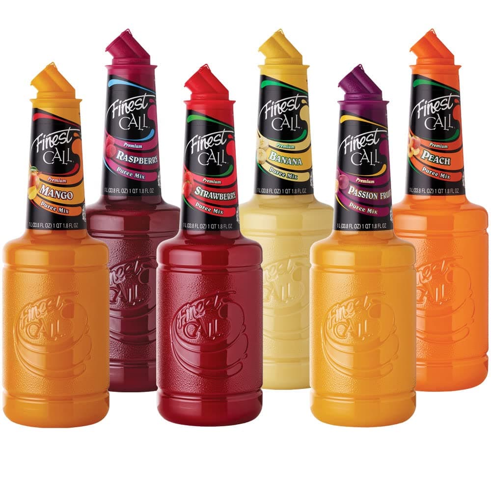 Premium Fruit Puree Drink Mix, 1 Liter Bottles (33.8 Fl Oz), Variety Pack of 6