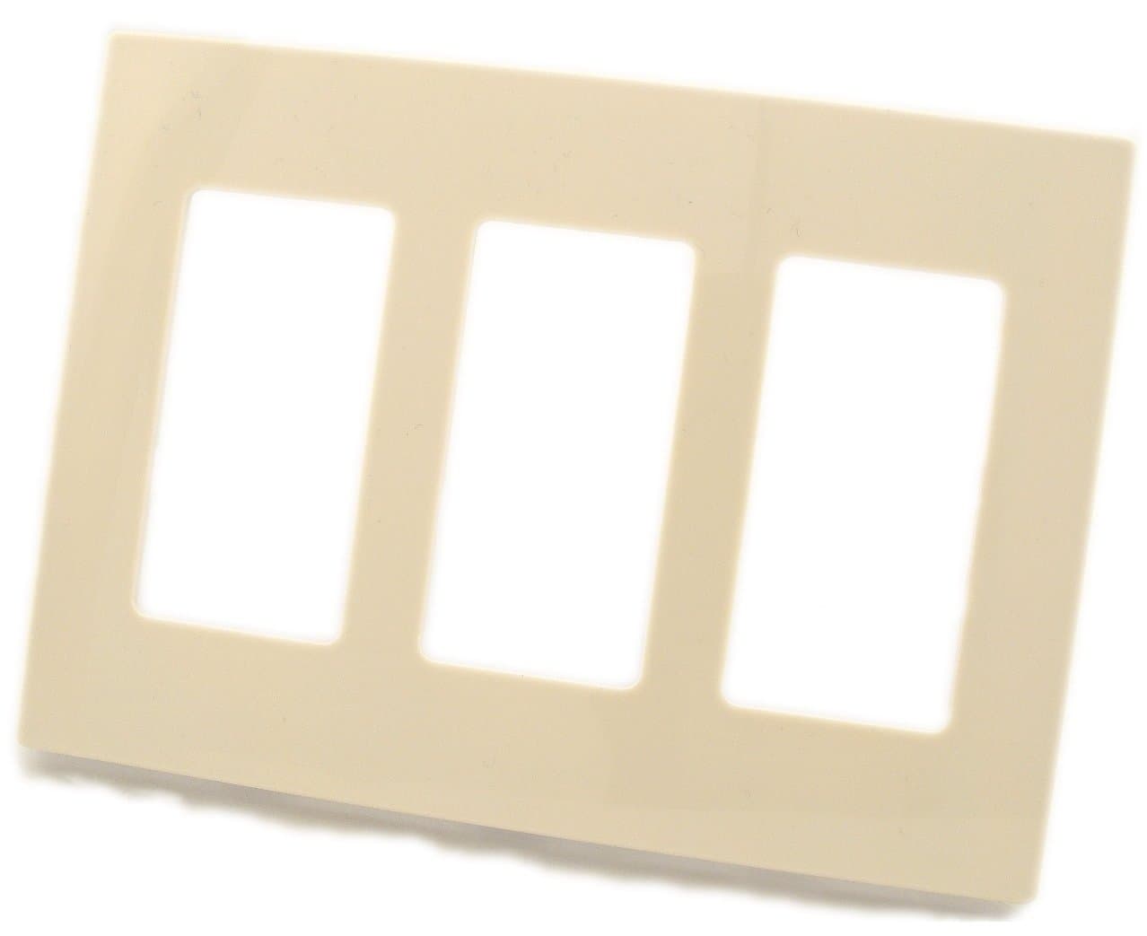Leviton 3-Gang Decora Plus Screwless Snap-On Wallplate, 80311-ST, Light Almond
