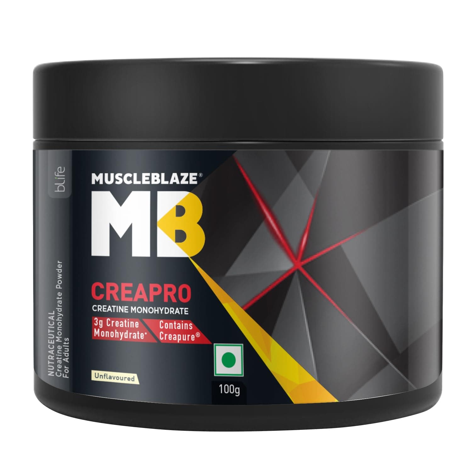 MuscleBlaze CreaPRO Creatine Monohydrate Powder with Creapure, Unflavoured (33 Servings, 100g)