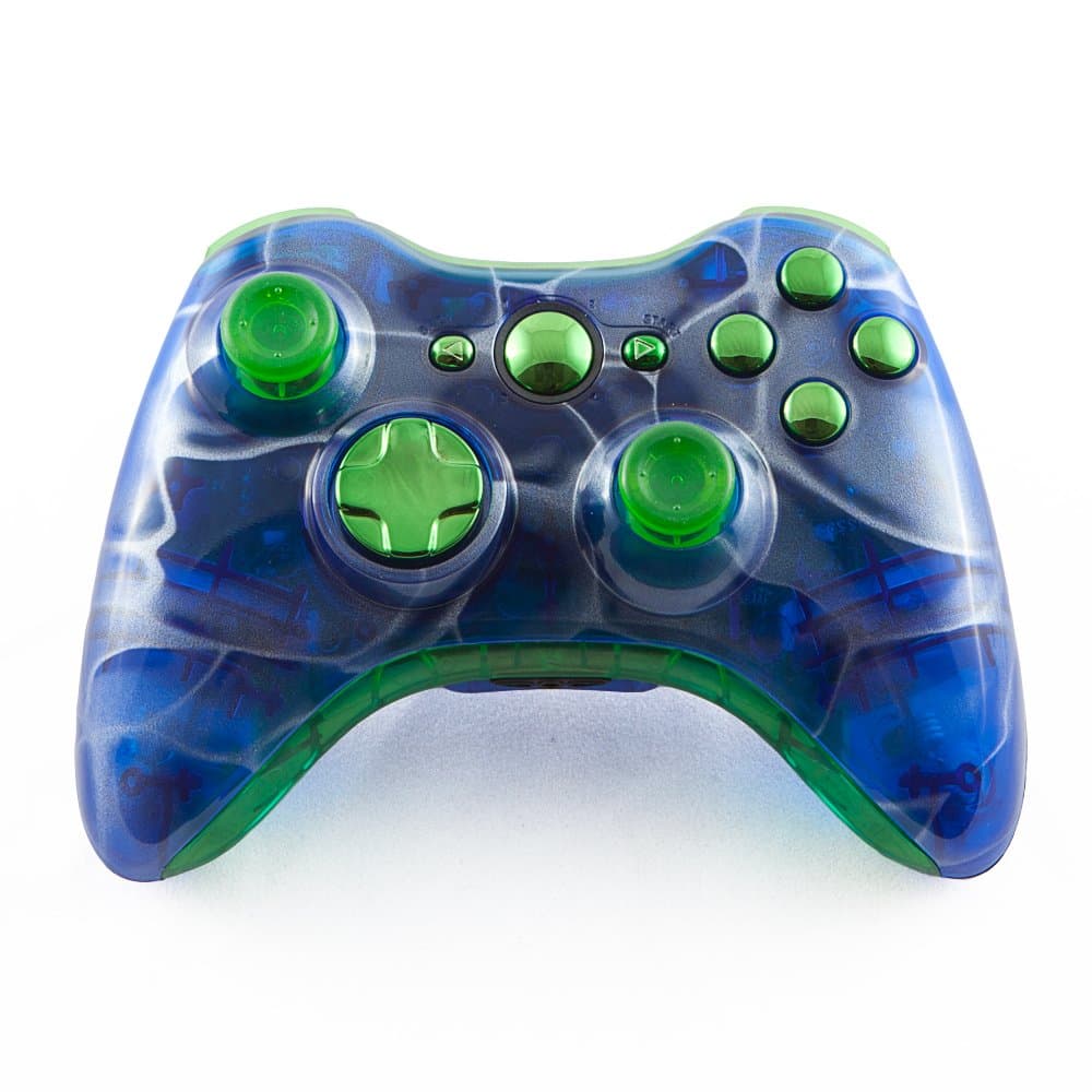 Clear Blue White Swirl Xbox 360 Controller Parts Kit