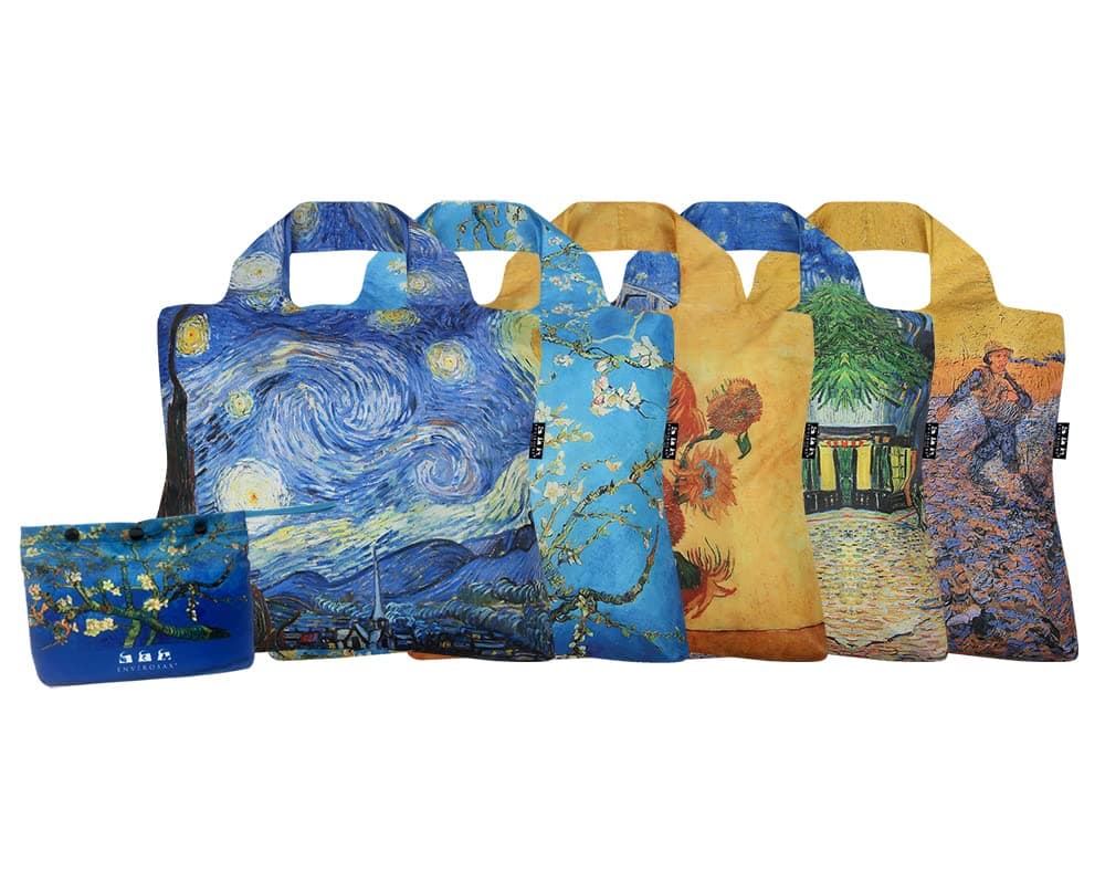 Van Gogh Pouch Reusable Bag Polyester Shopping Grocery Bags Set of 5 Foldable Water Resistant