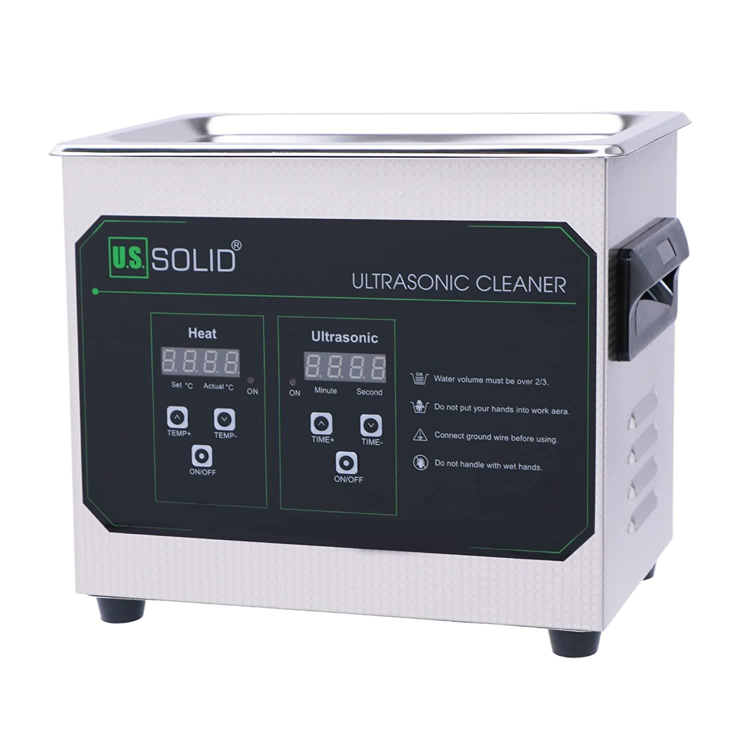 U.S. Solid Ultrasonic Cleaner, 40 KHz Stainless Steel Ultrasonic Cleaning Machine with Digital Timer and Heater for Industrial and Jewelry, 80℃, FCC,CE,RoHS (3L)
