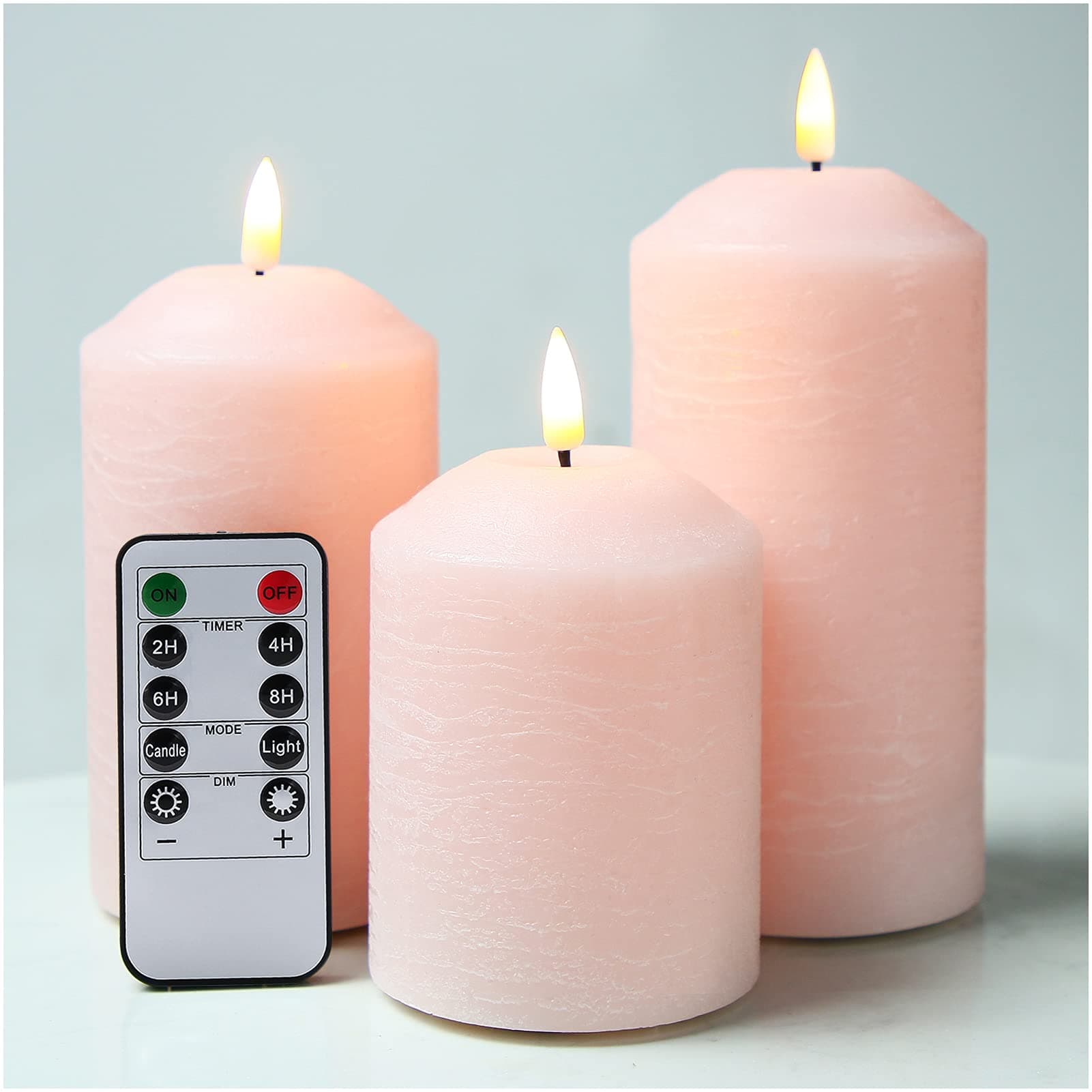 EywamagePink Flameless Pillar Candles with Remote, Flickering Real Wax LED Battery Operated Candles D 3" H 4" 5" 6"