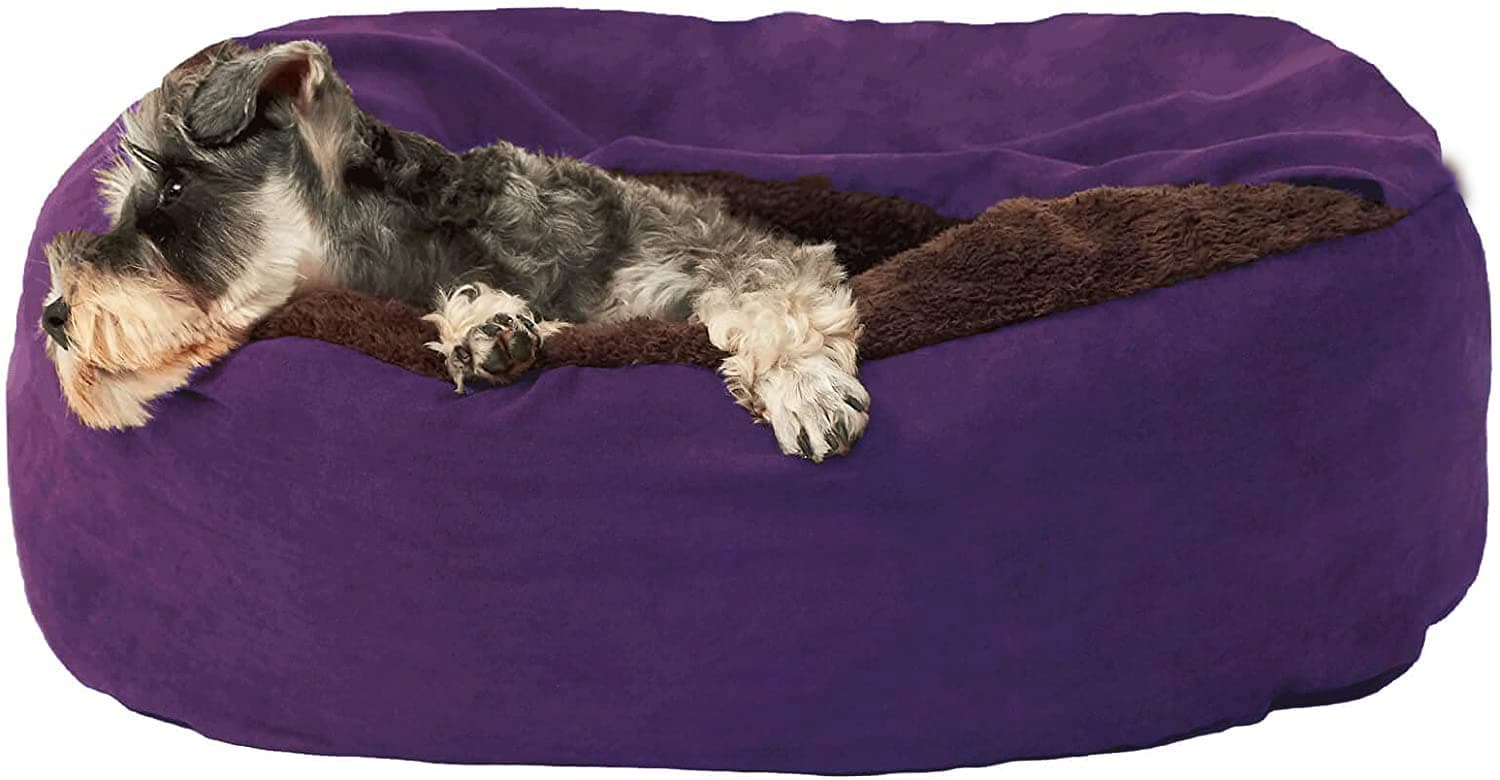 Powsome Dog Bed, with Blanket Attached, Snug Style Hooded Pet Cuddler Bed for Dogs and Cats Purple Colour Small Size