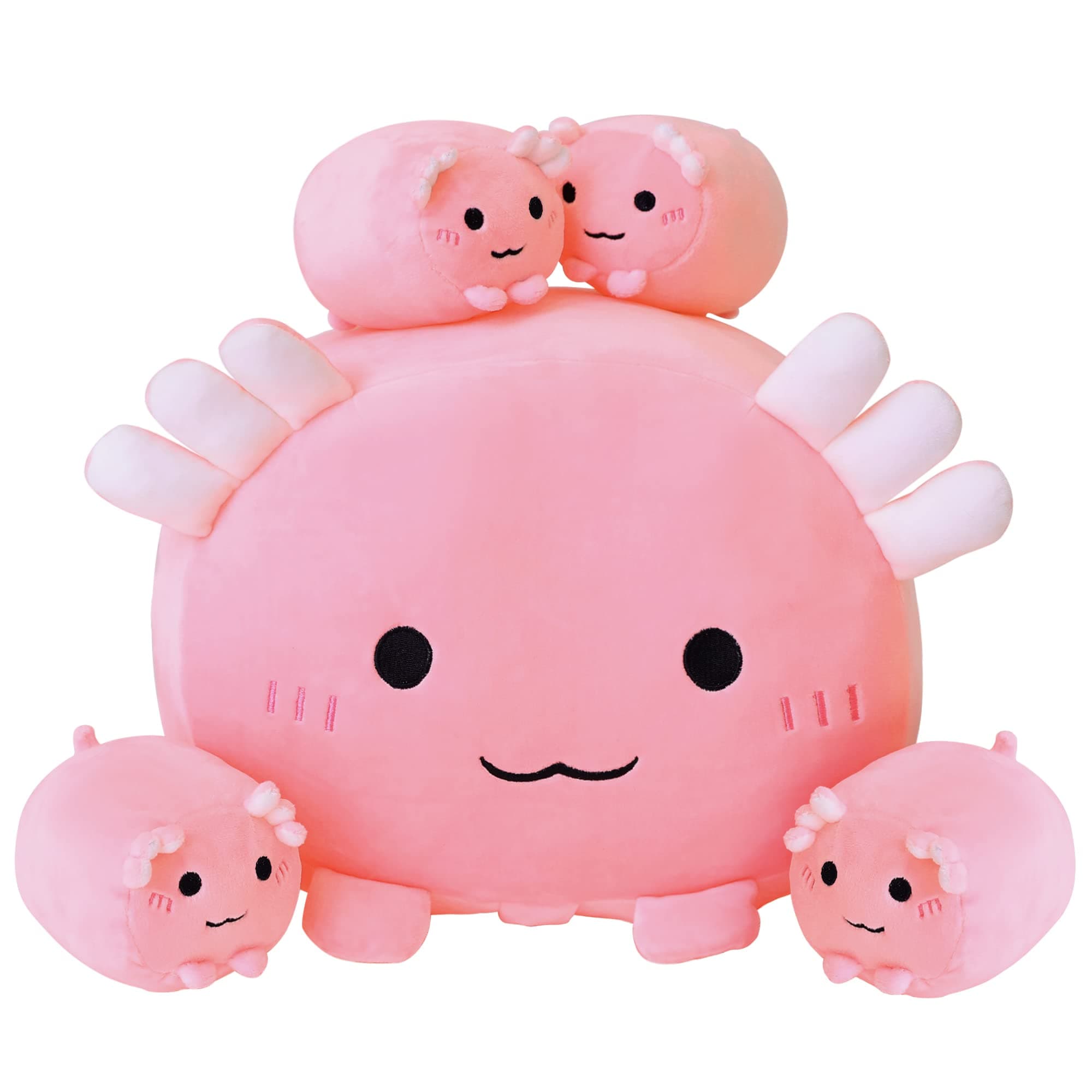 SQEQE Axolotl Plush Axolotl Stuffed Animal with 4 Babies in Her Tummy, Cute Pink Axolotl Plush Pillow Toy Gift for Girls Kids