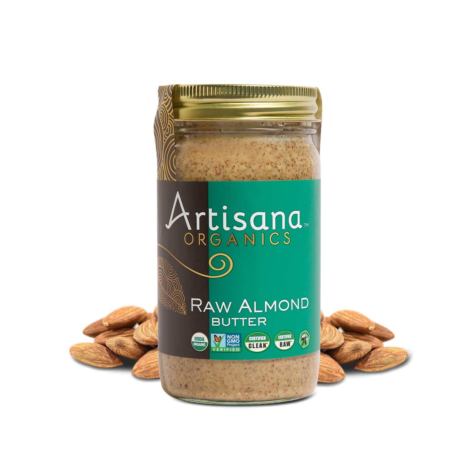 Organics Raw Almond Butter, 14oz | USDA Organic, No Sugar Added, No Palm Oil, Vegan, Paleo and Keto Friendly, Non GMO