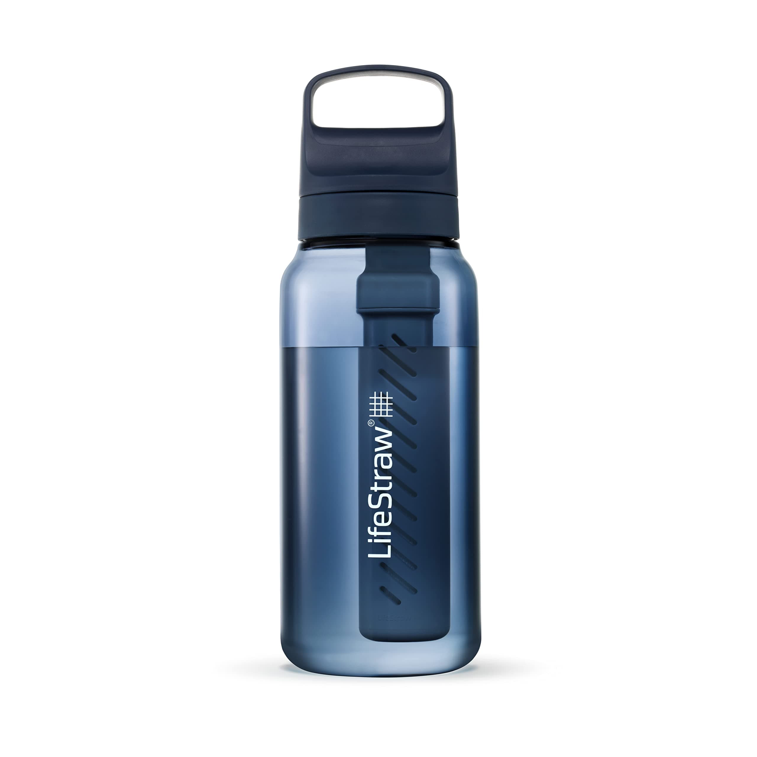 Go Series — BPA-Free Water Filter Bottle for Travel and Everyday Use Removes Bacteria, Parasites and Microplastics, Improves Taste, 1L Aegean Sea