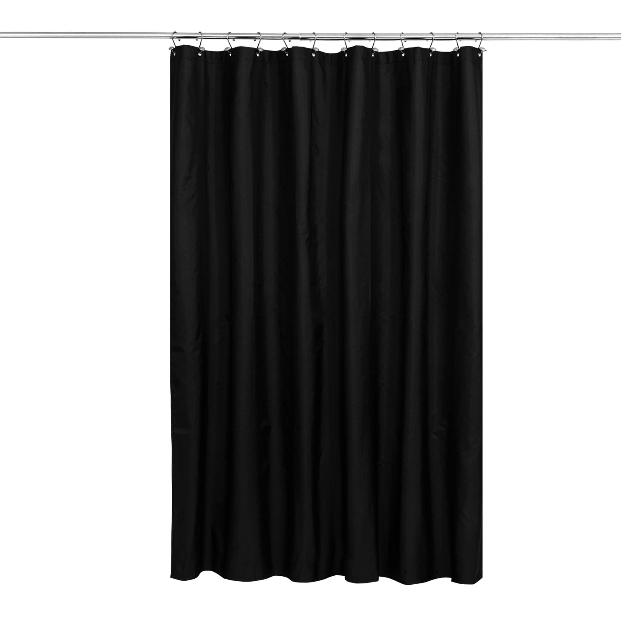 N&Y HOME Fabric Shower Curtain or Liner with Weighted Magnets - Hotel Quality Opaque Black Shower Curtain for Bathroom, Machine Washable, Water Repellent - Black, 72x72