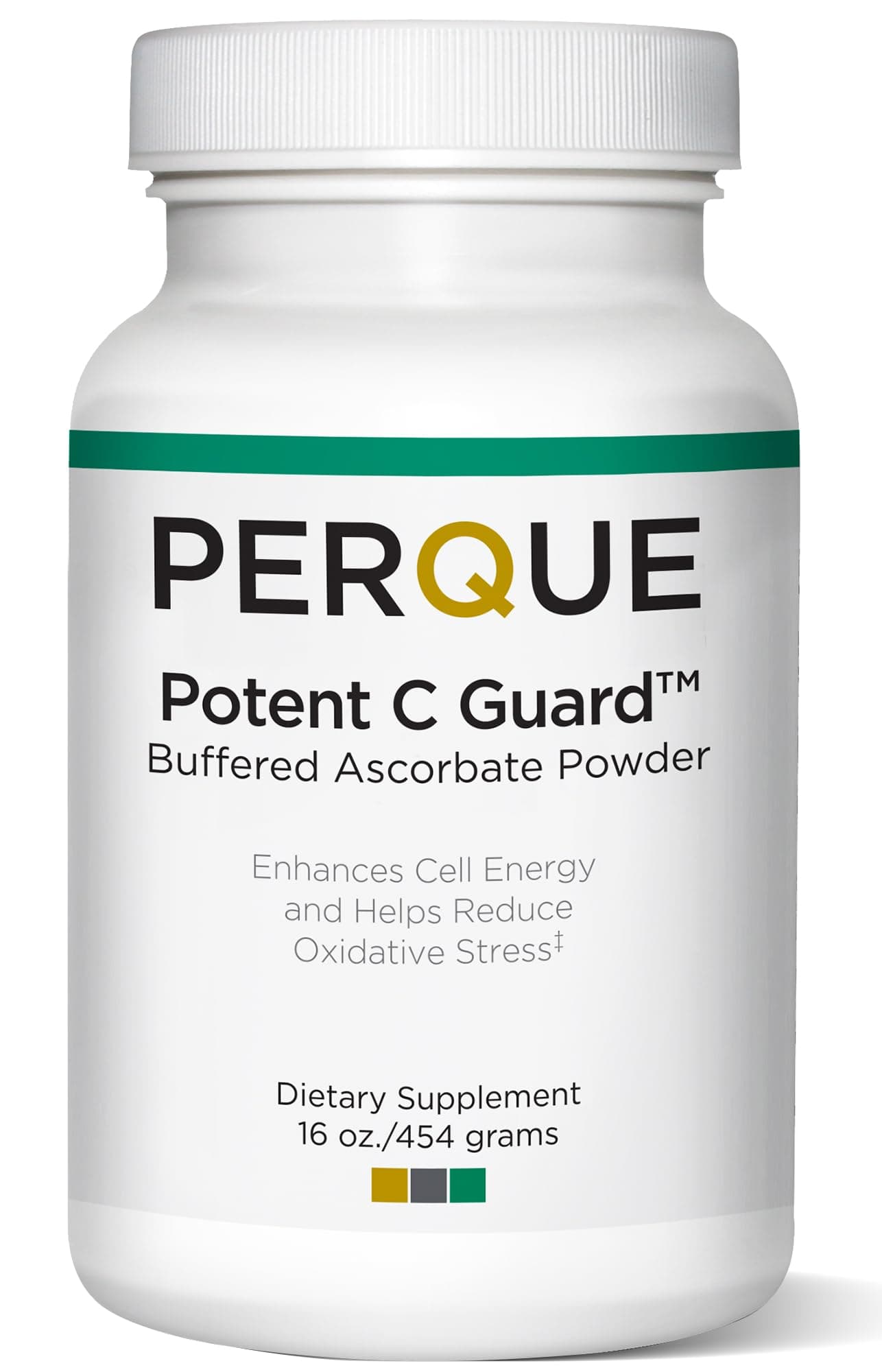 PERQUE Buffered Vitamin C Ascorbate Powder - pH Balanced, Vegetarian, Allergen-Free Vitamin C Supplement - Fast-Acting Antioxidant Support -Effervescent Powder with Magnesium, Potassium & Zinc - 16 oz